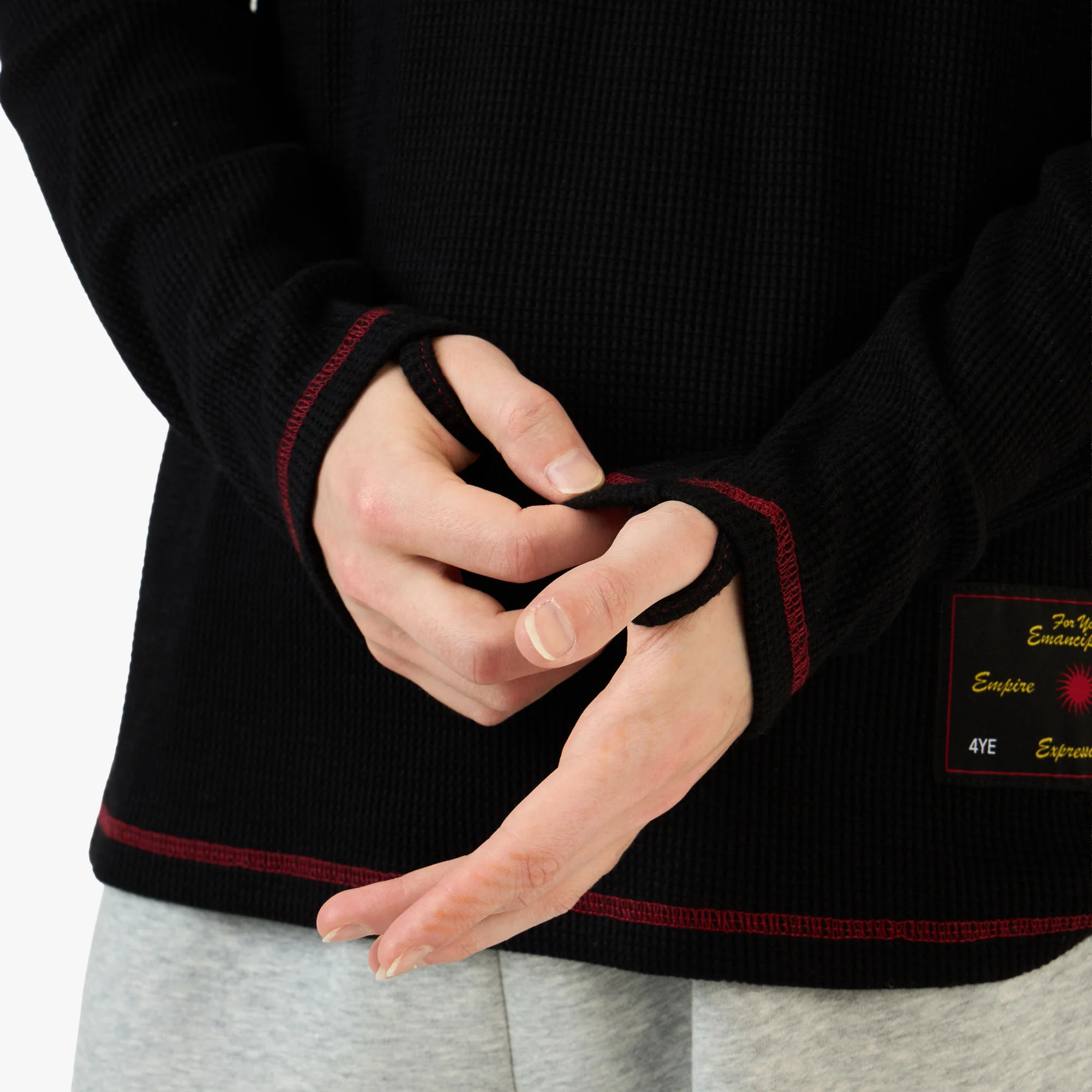 4YE Signature Waffle Top Black / Red - Image 7