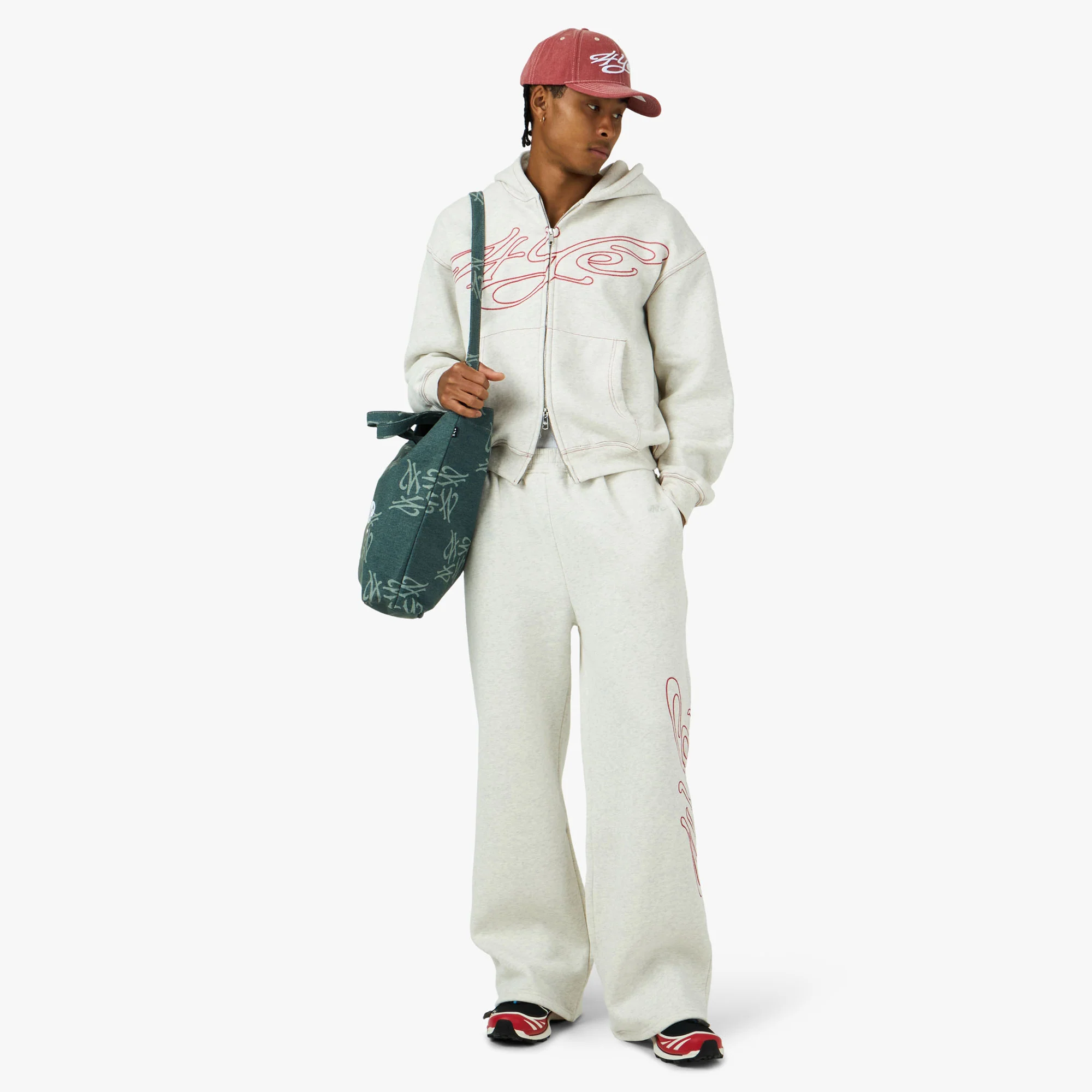 4YE Signature Wide Pant Birch Heather Grey / Red - Image 6