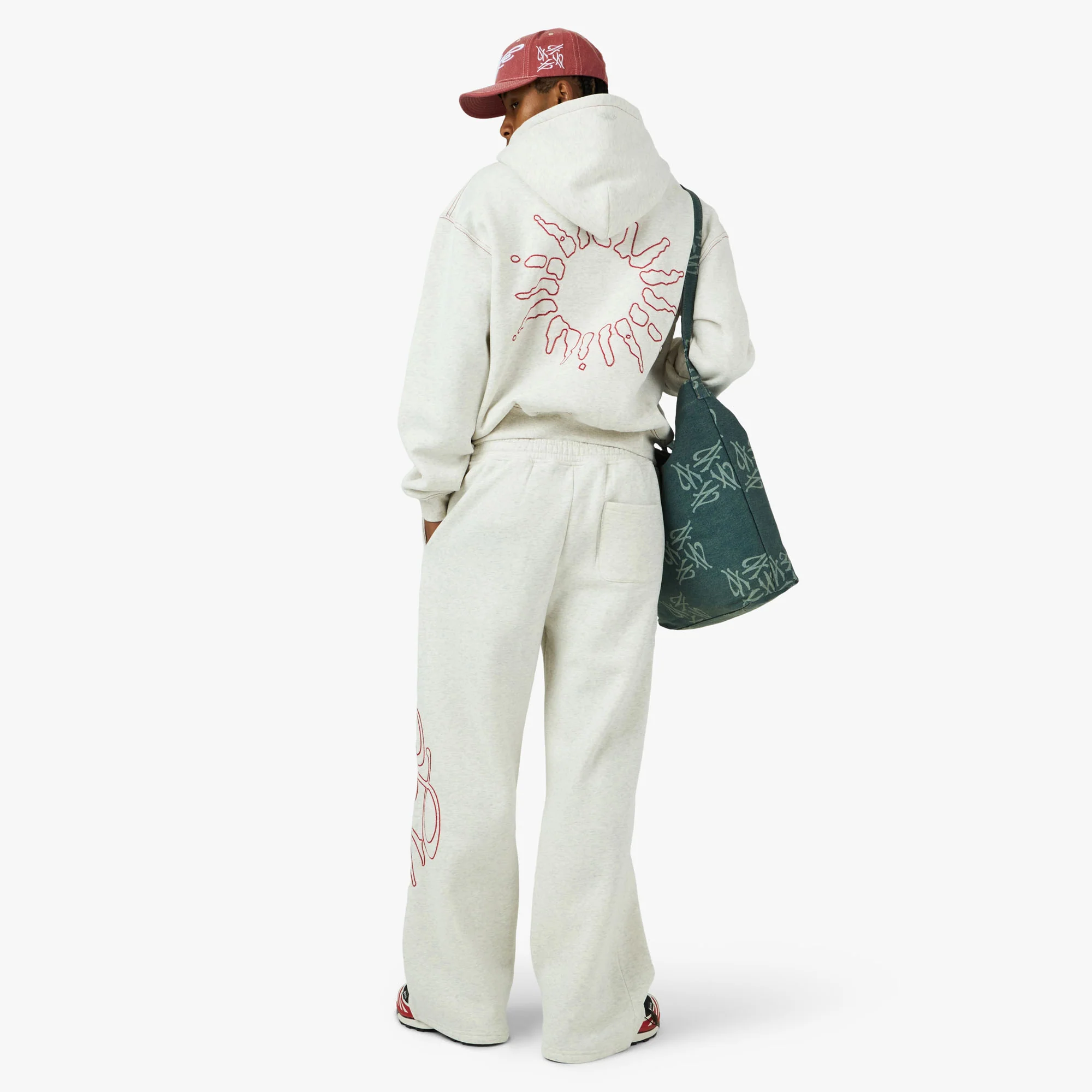 4YE Signature Wide Pant Birch Heather Grey / Red - Image 7