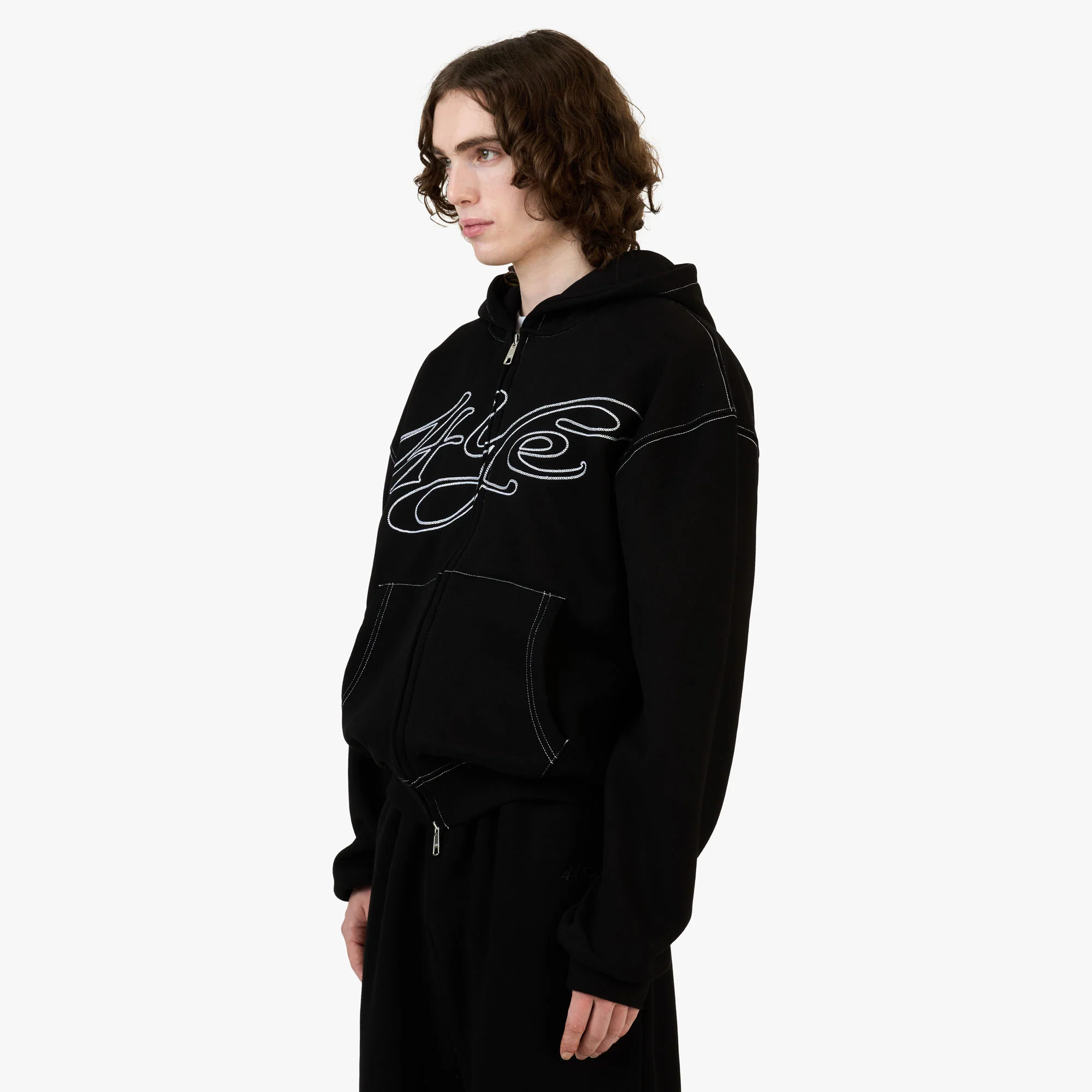 4YE Signature Zip Hoodie Black/White - Image 2