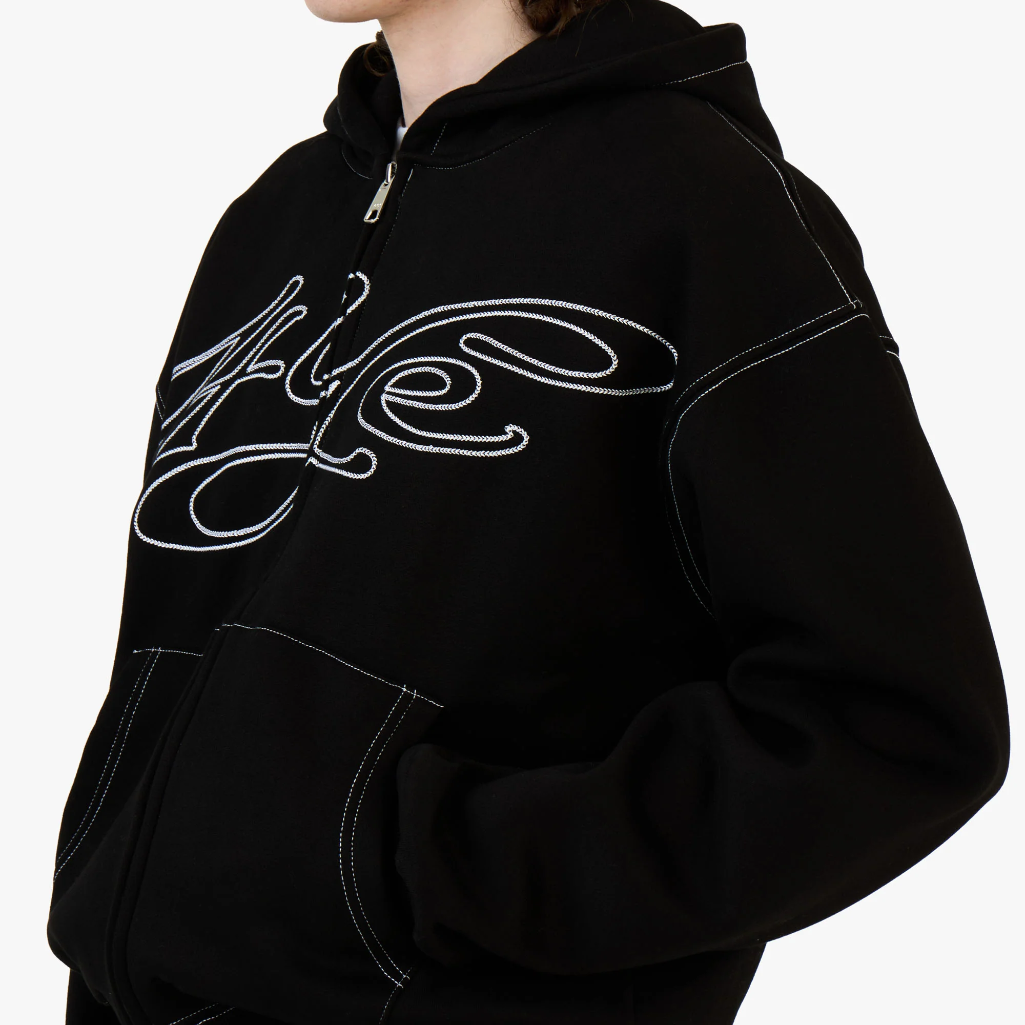 4YE Signature Zip Hoodie Black/White - Image 4