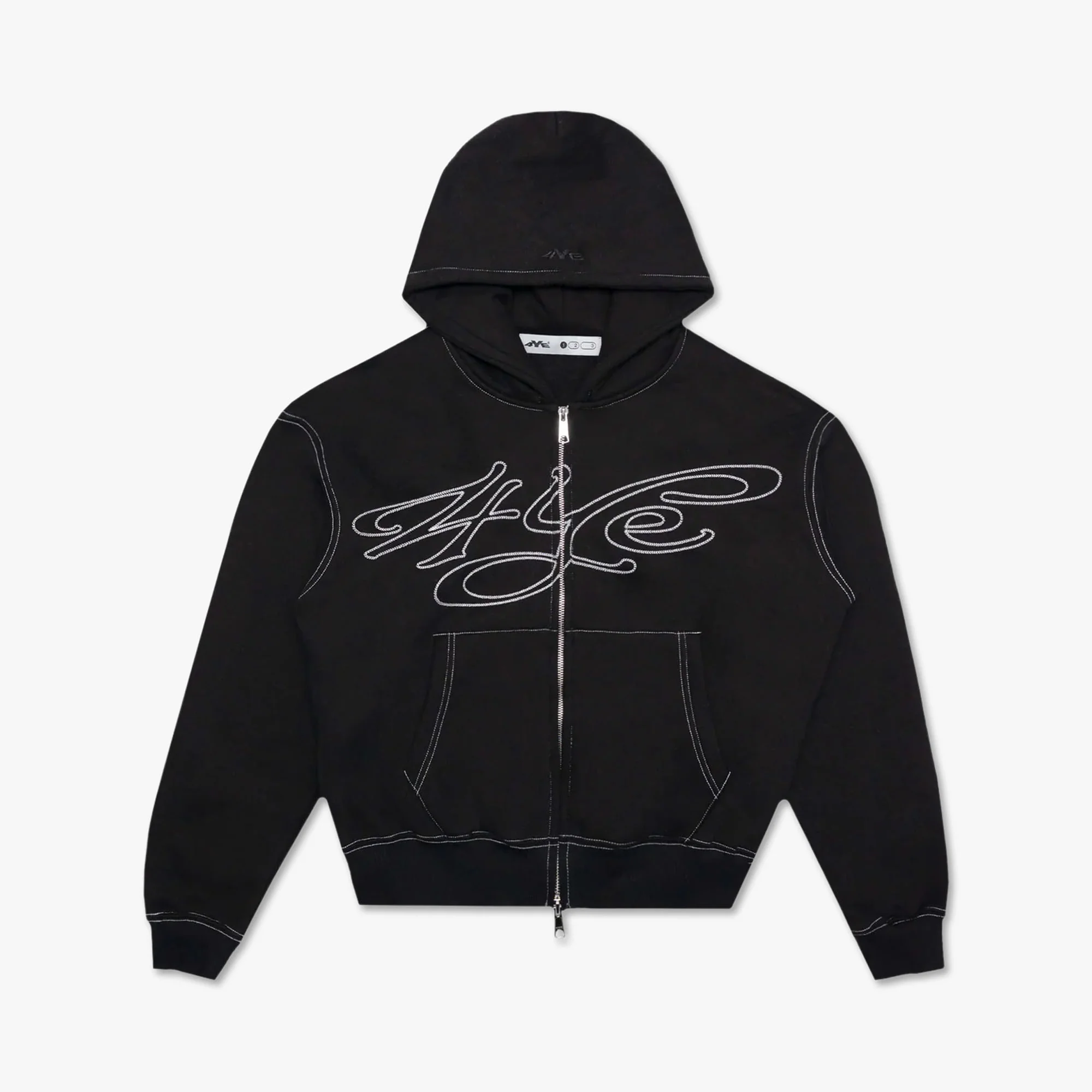 4YE Signature Zip Hoodie Black/White - Image 8