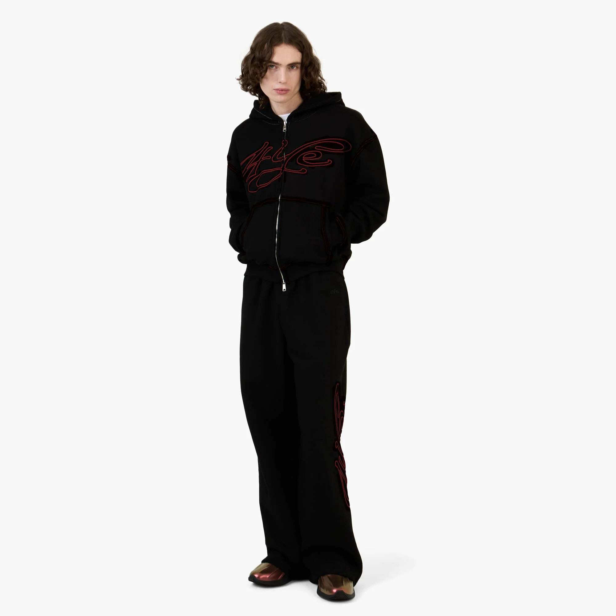 4YE Signature Zip Hoodie Forrest Black / Red - Image 6
