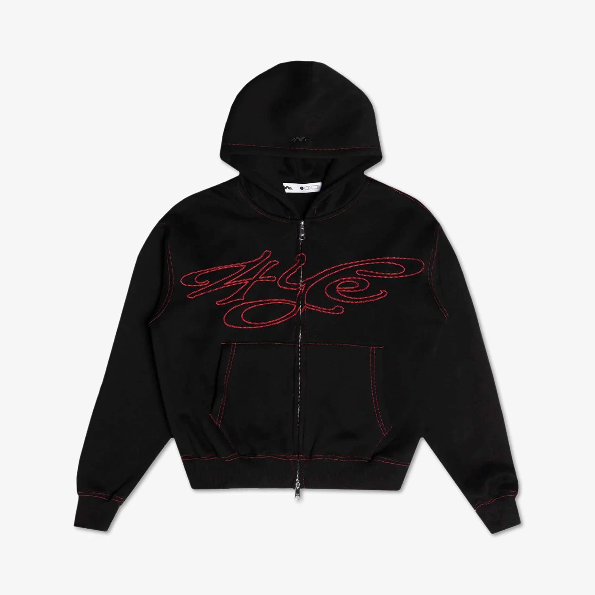 4YE Signature Zip Hoodie Forrest Black / Red - Image 8
