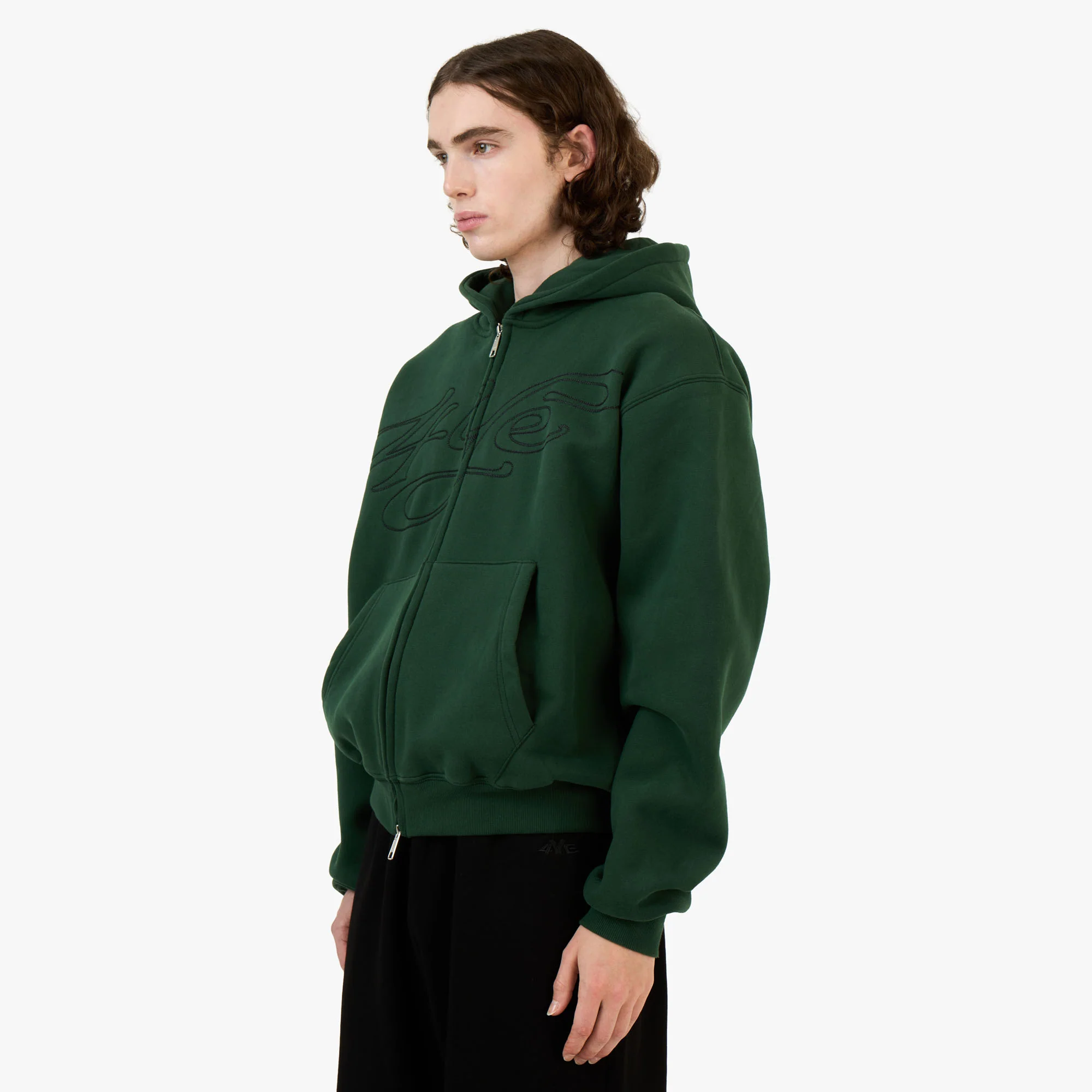 4YE Signature Zip Hoodie Forrest Green / Black - Image 2