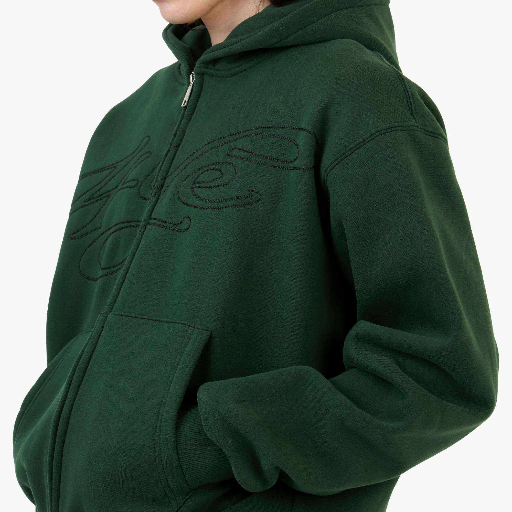 4YE Signature Zip Hoodie Forrest Green / Black - Image 4