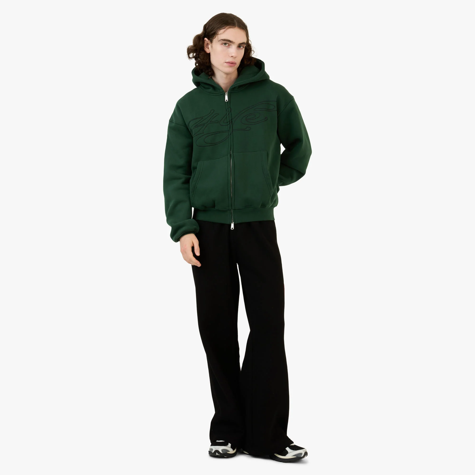 4YE Signature Zip Hoodie Forrest Green / Black - Image 6
