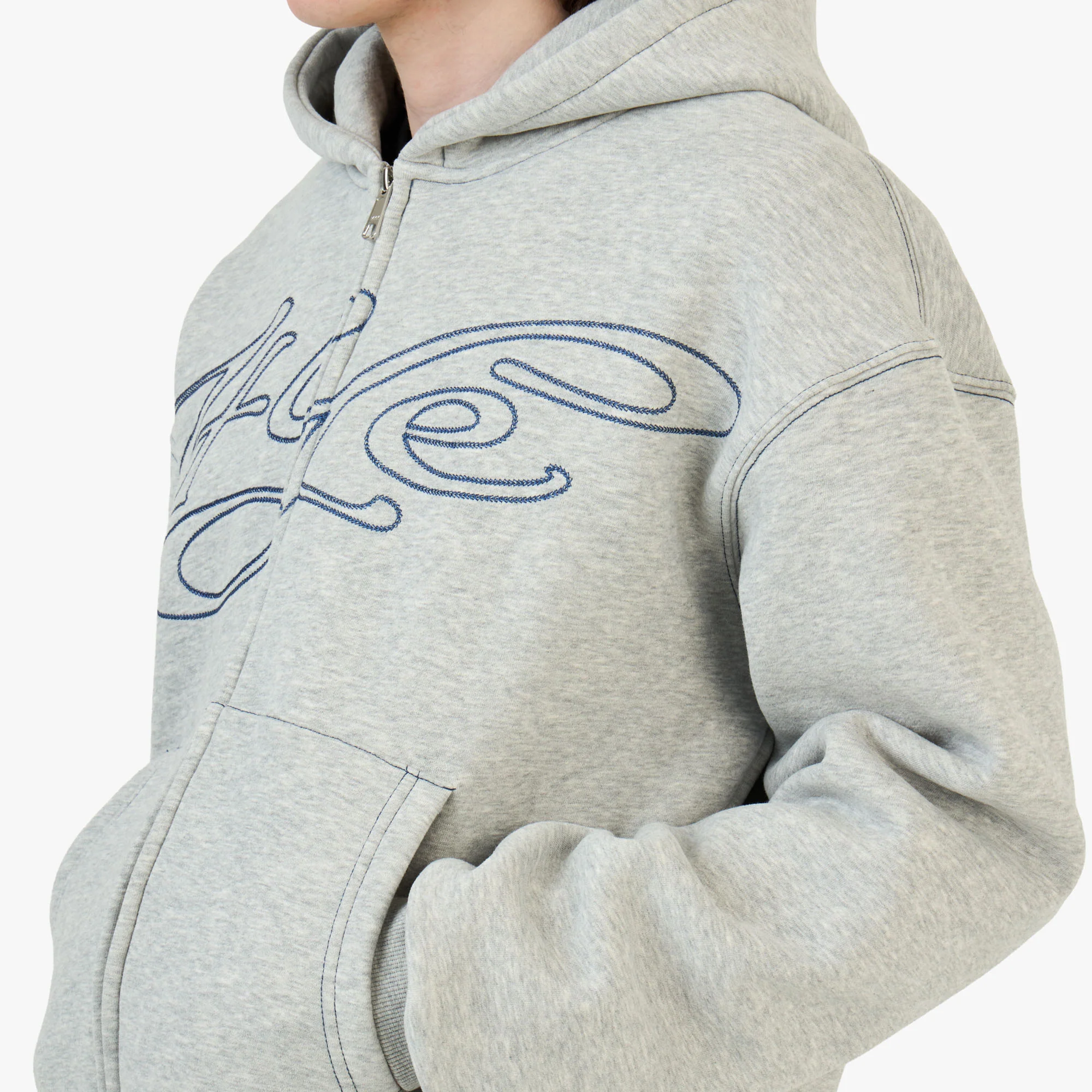 4YE Signature Zip Hoodie Light Heather Grey - Image 4