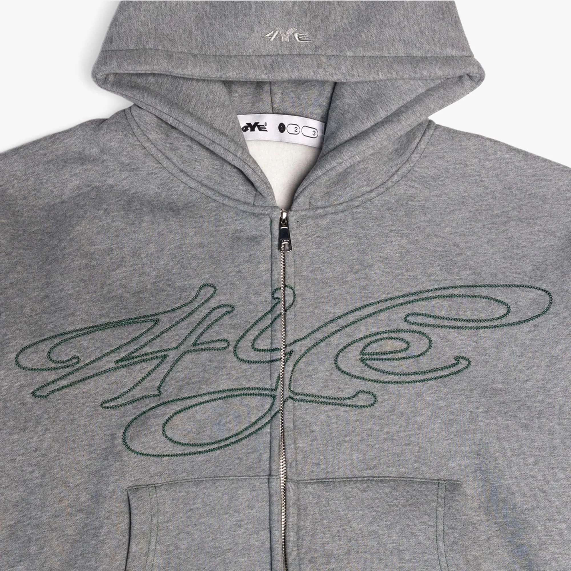 4YE Signature Zip Hoodie Medium Grey / Forrest Green - Image 10