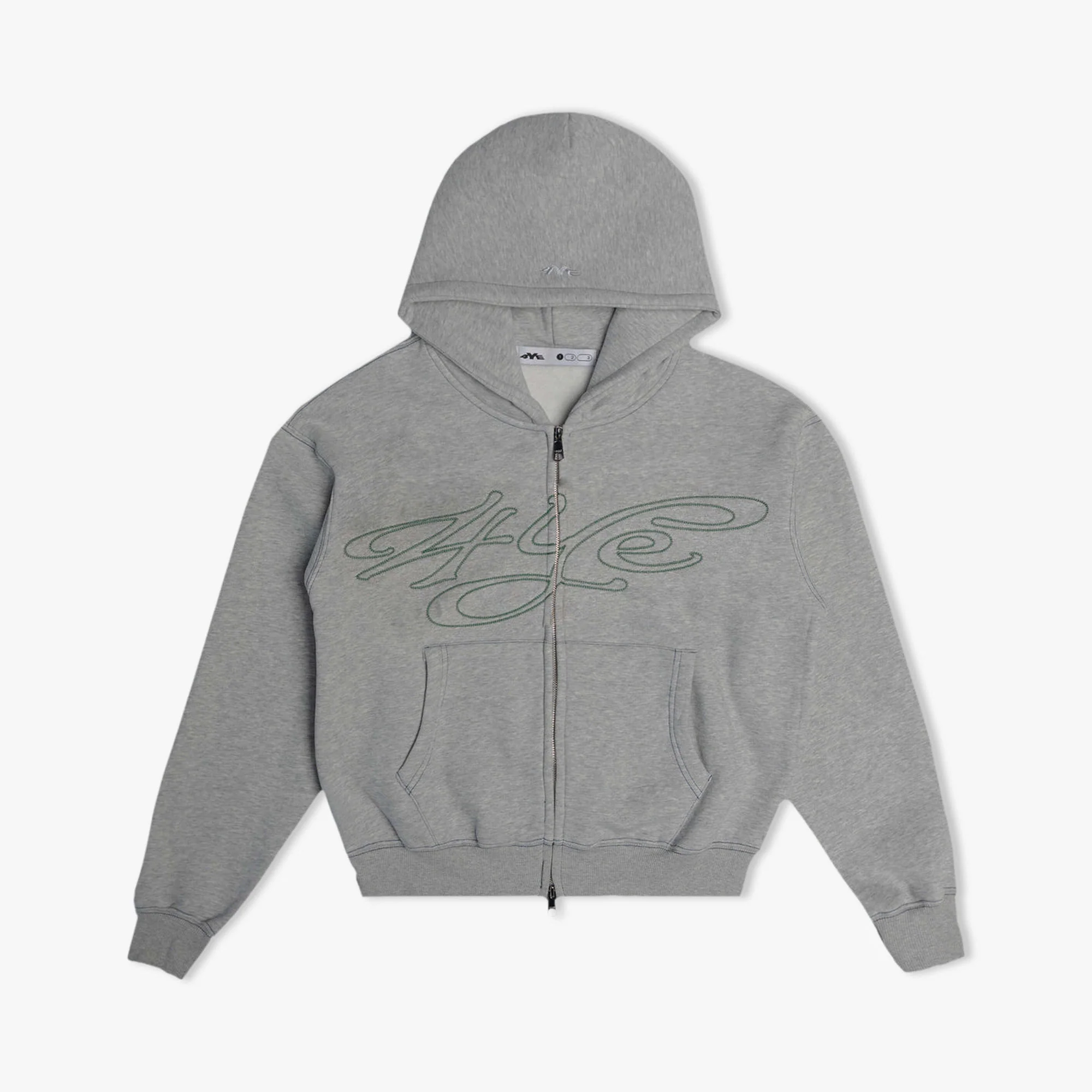 4YE Signature Zip Hoodie Medium Grey / Forrest Green - Image 9