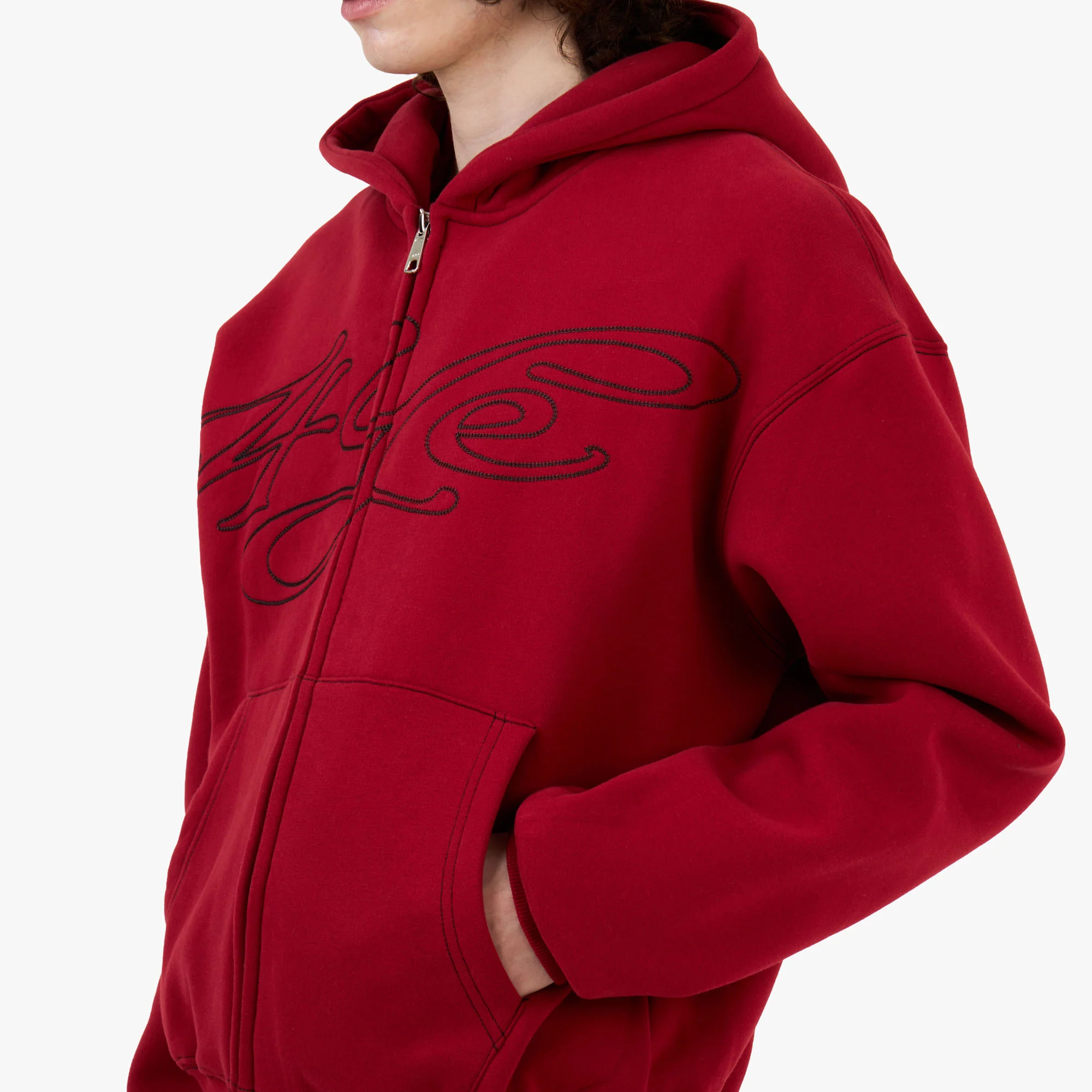 4YE Signature Zip Hoodie Red / Black - Image 4