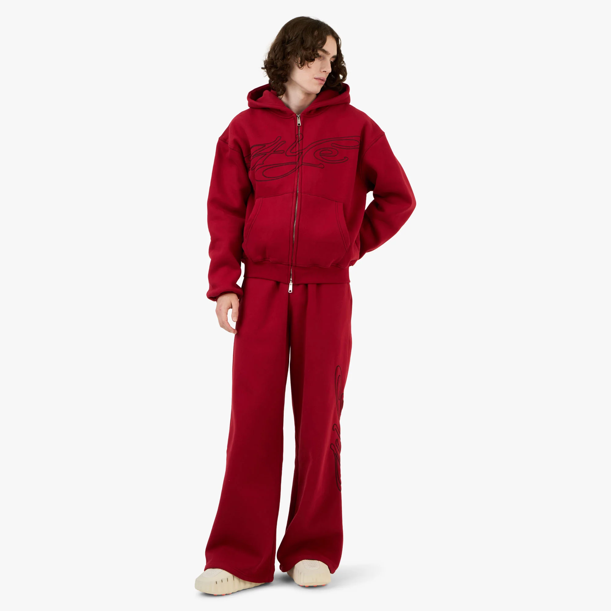 4YE Signature Zip Hoodie Red / Black - Image 6