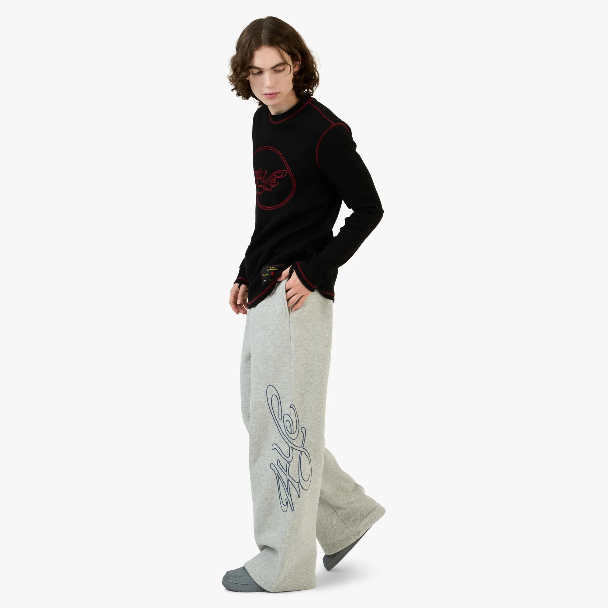 4YE Signature Zip Wide Pant Light Heather Grey - Image 7