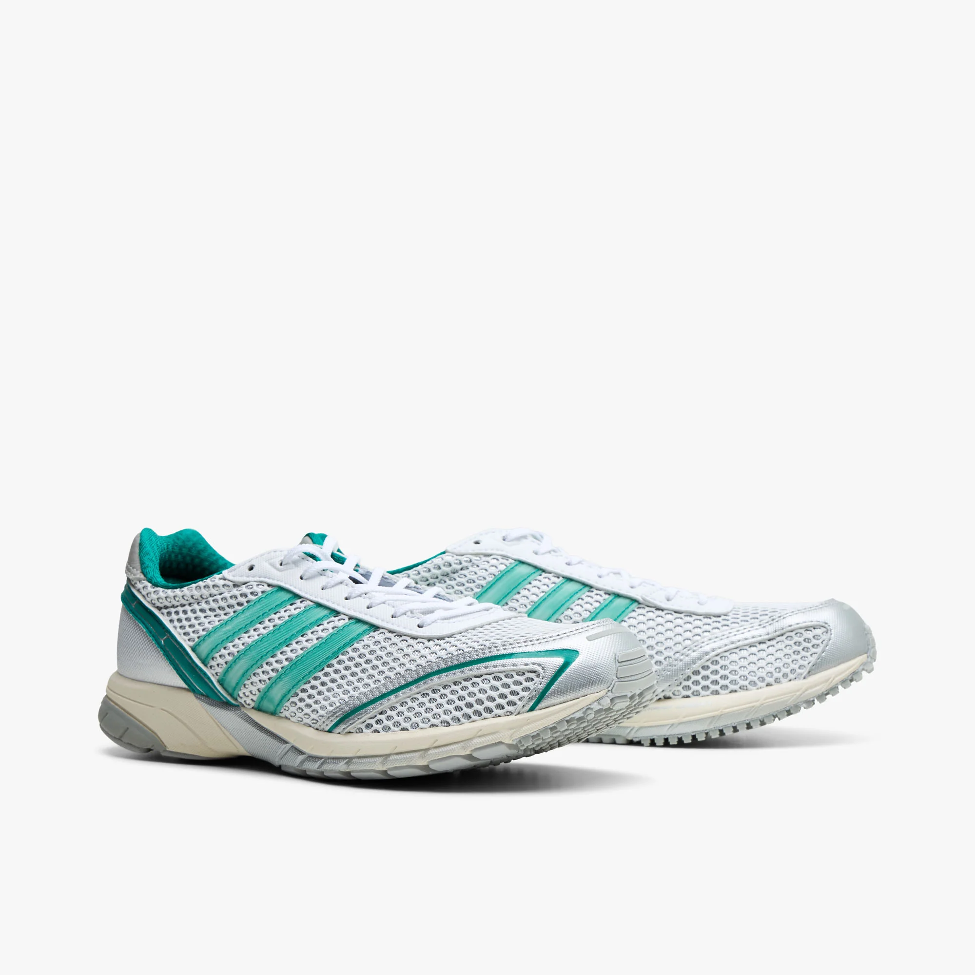adidas Women's Adizero Adios OG Silver Metallic / Core Black - Power Green - Image 2