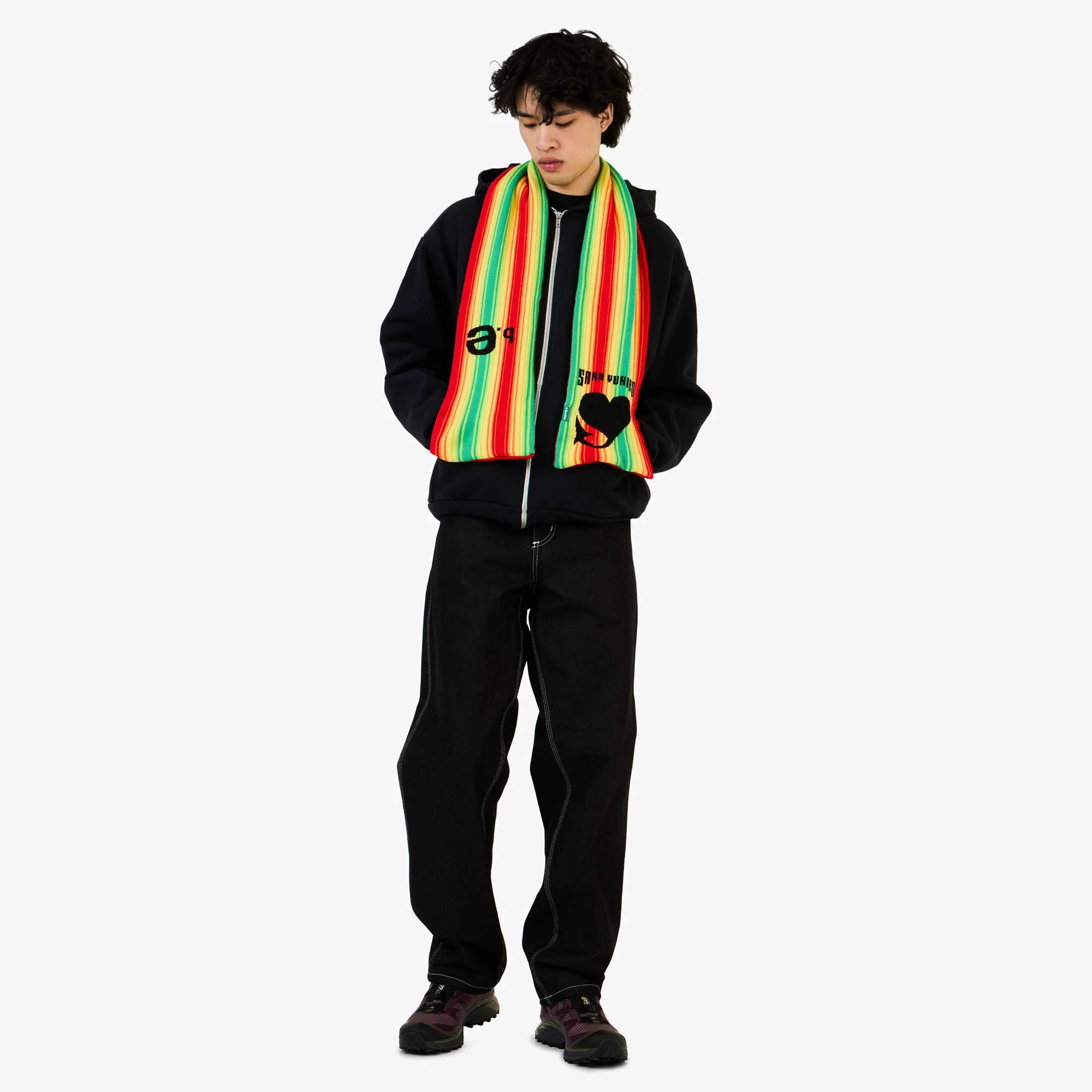b.Eautiful x Sara Yukiko Infinity Knit Scarf Red / Rainbow - Image 5