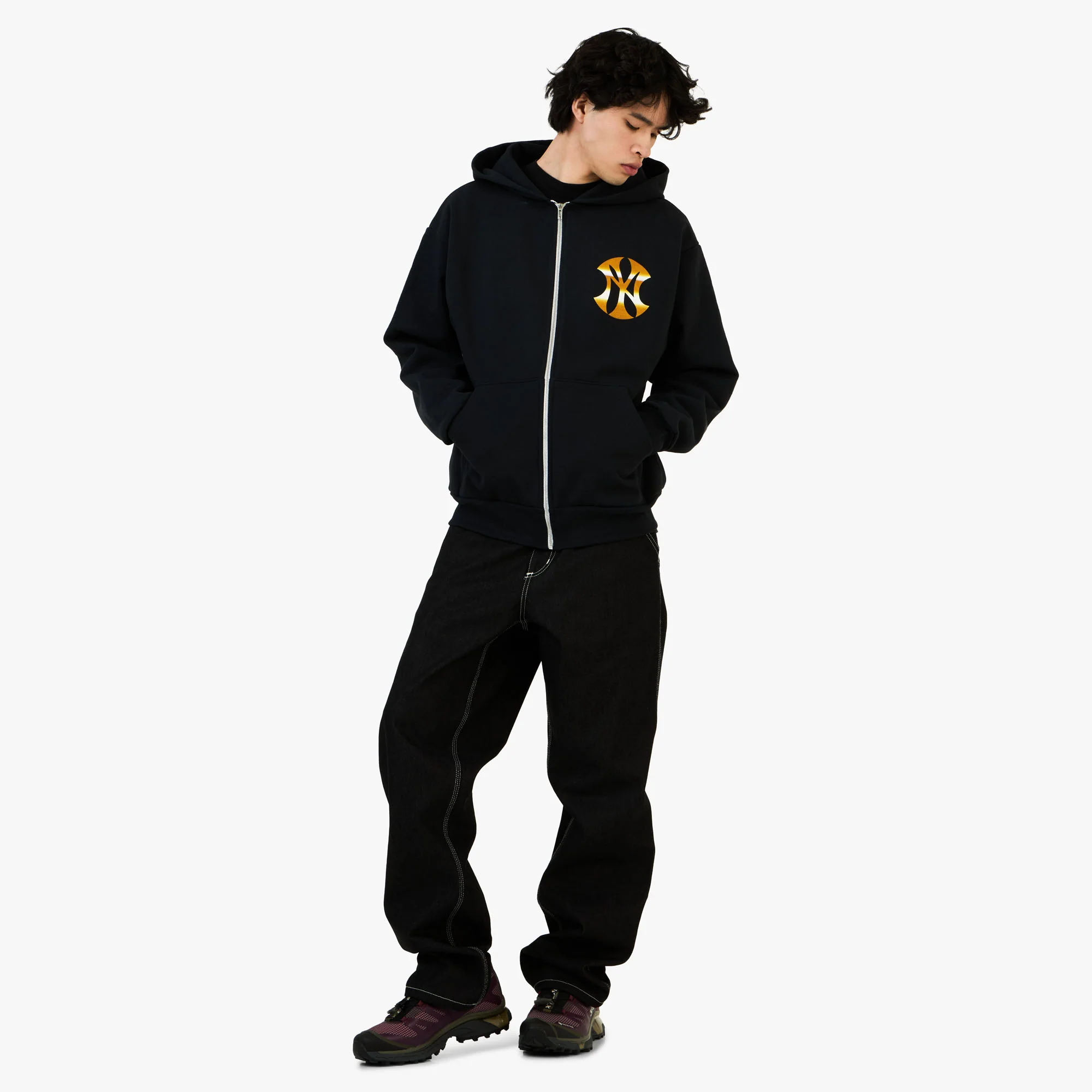 b.Eautiful x Sara Yukiko Wavy NY Zip Up Hoodie Navy - Image 6