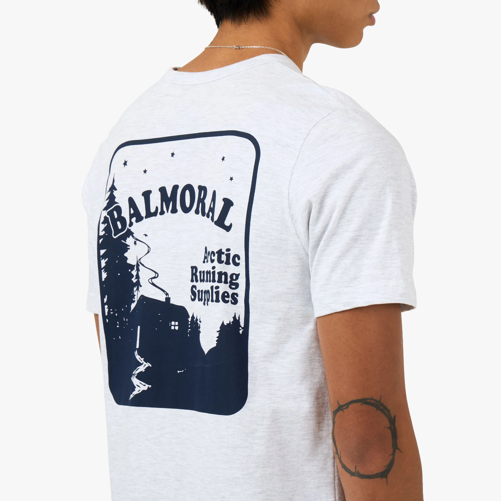 Balmoral Cabin T-Shirt Ash Grey / Navy - Image 5