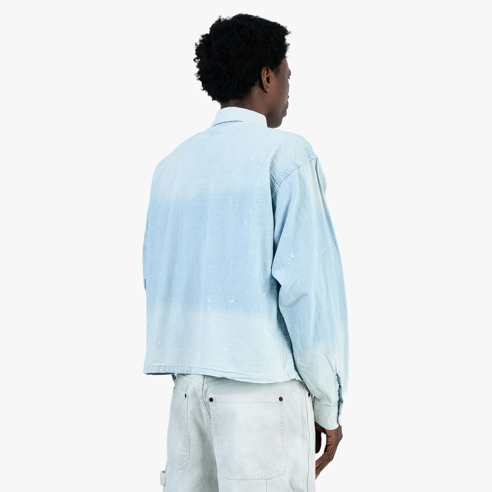 BEAMS Damage Chambray Shirt / Fade Blue - Image 3