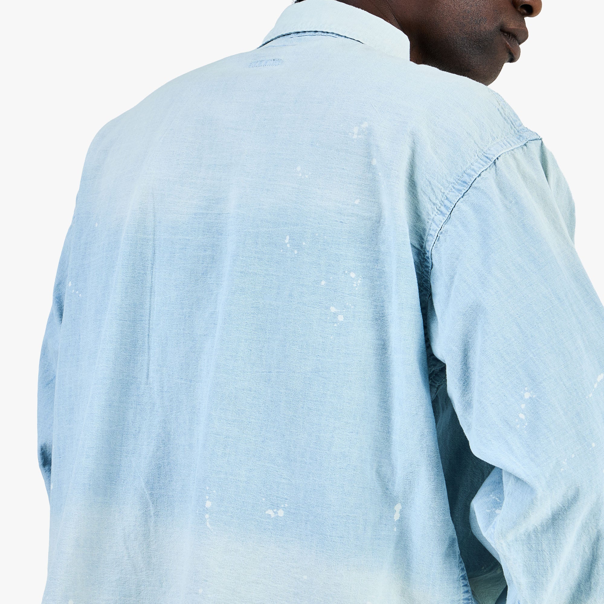 BEAMS Damage Chambray Shirt / Fade Blue - Image 5