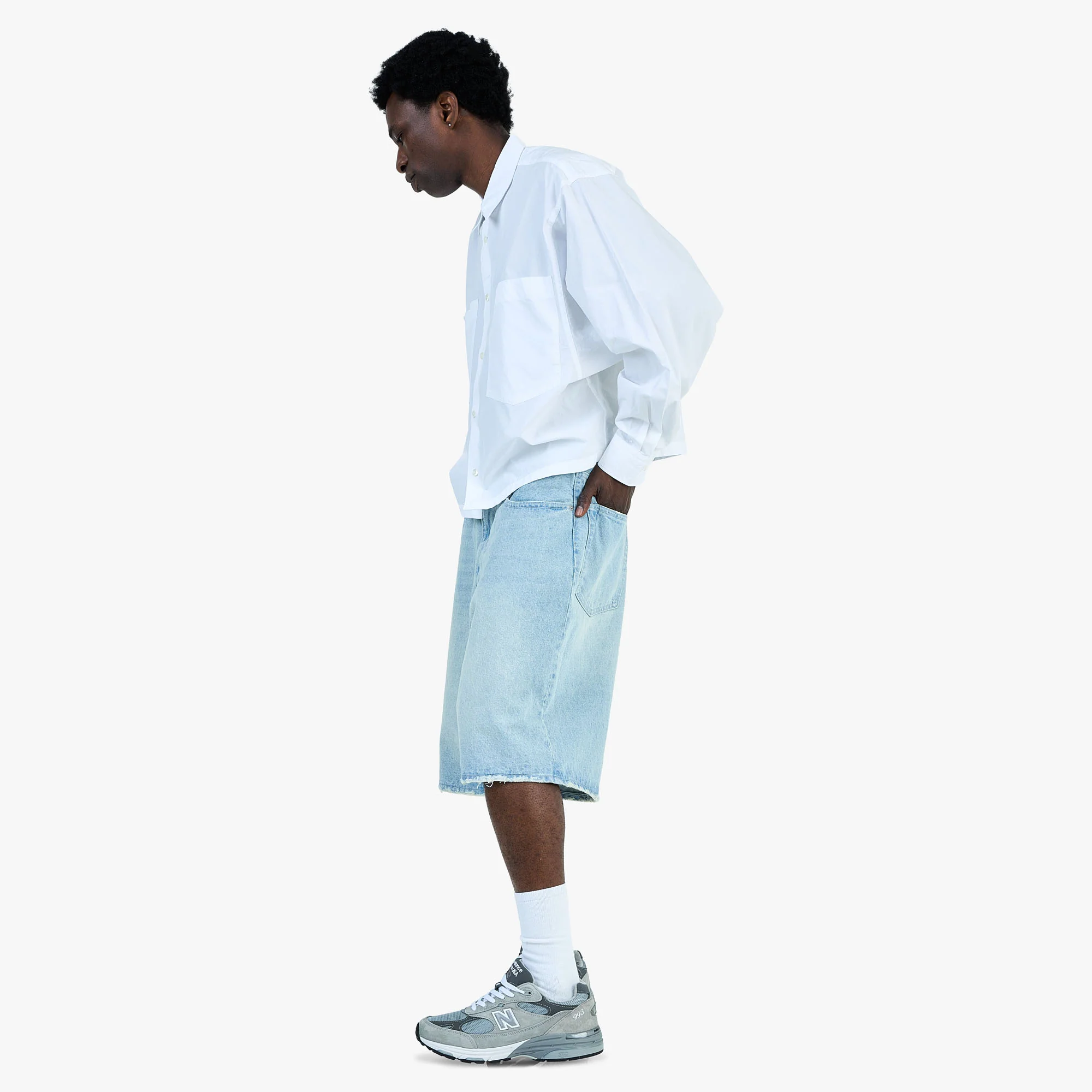 BEAMS Damage Denim Shorts / Ice Wash - Image 7