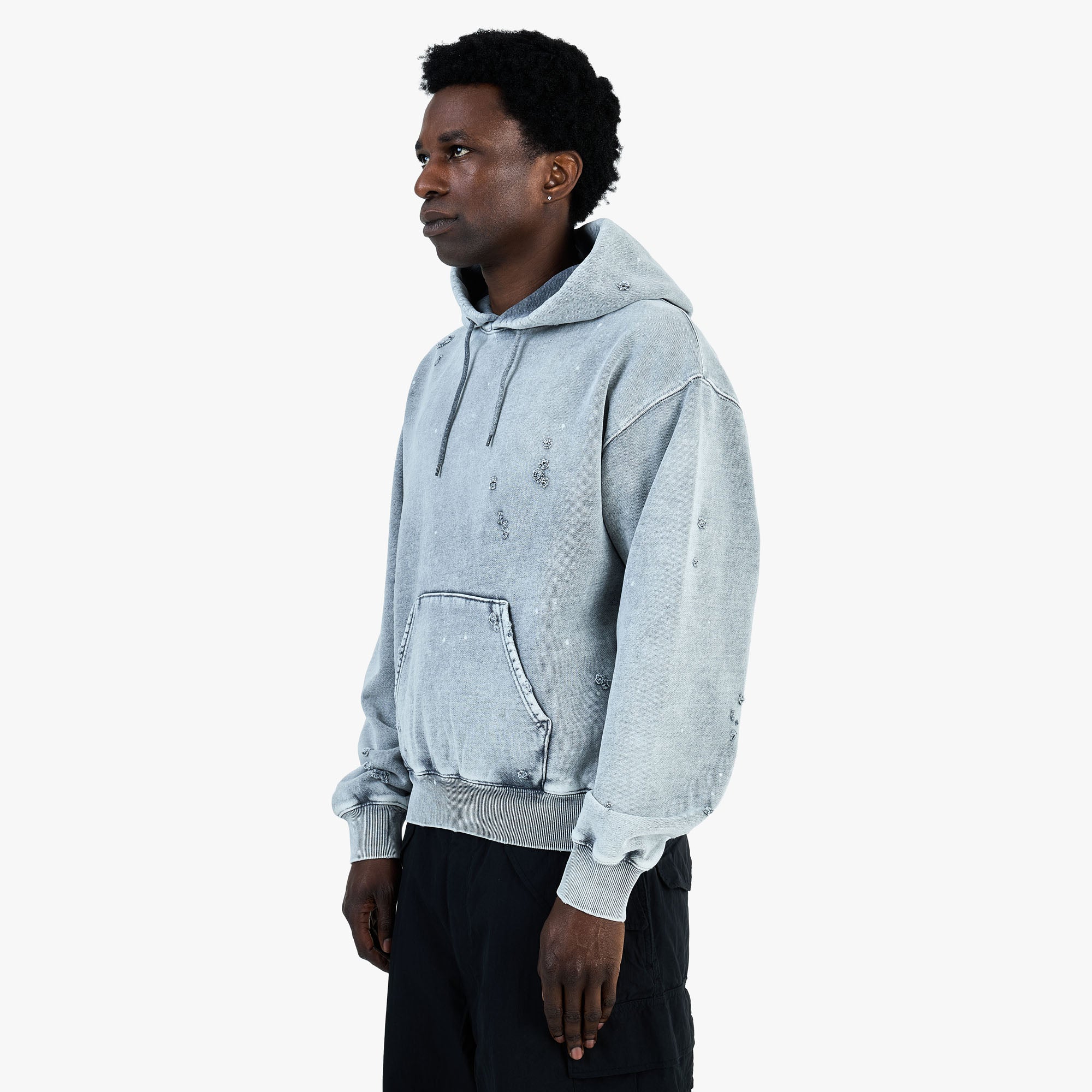 BEAMS Damage Short Hoodie / Fade Grey - Image 2