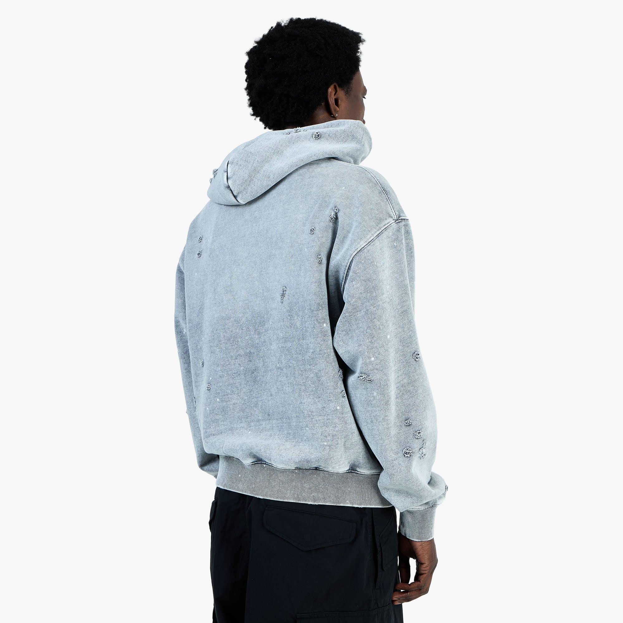BEAMS Damage Short Hoodie / Fade Grey - Image 3