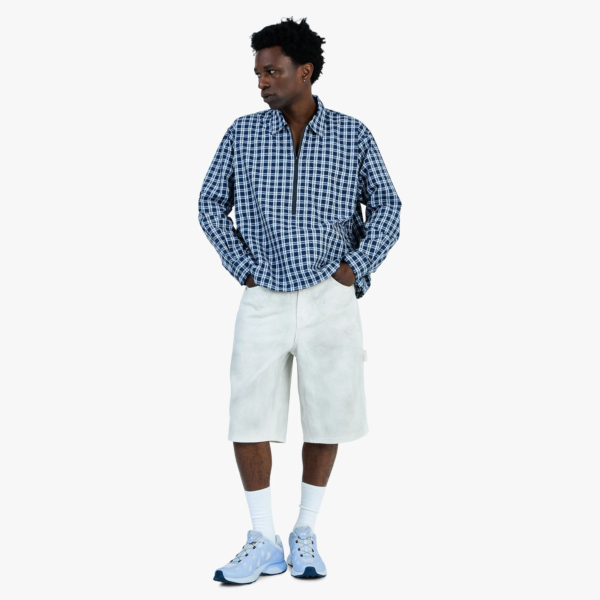 BEAMS Half Zip Pullover Shirt / Blue - Image 6