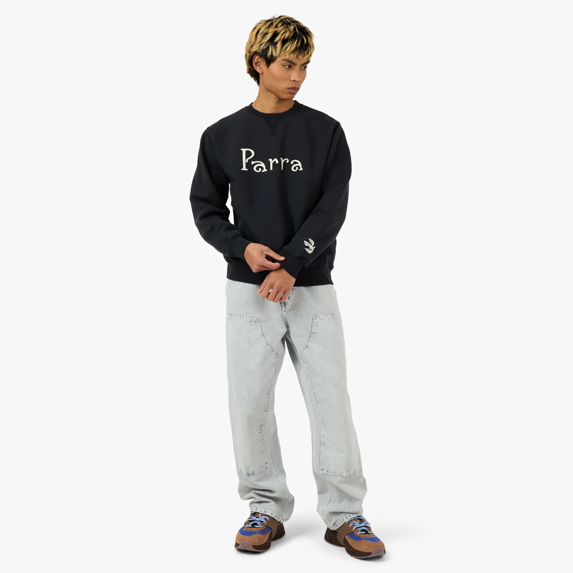 by Parra Weird Trad Logo Crewneck Sweatshirt Dark Navy - Image 6