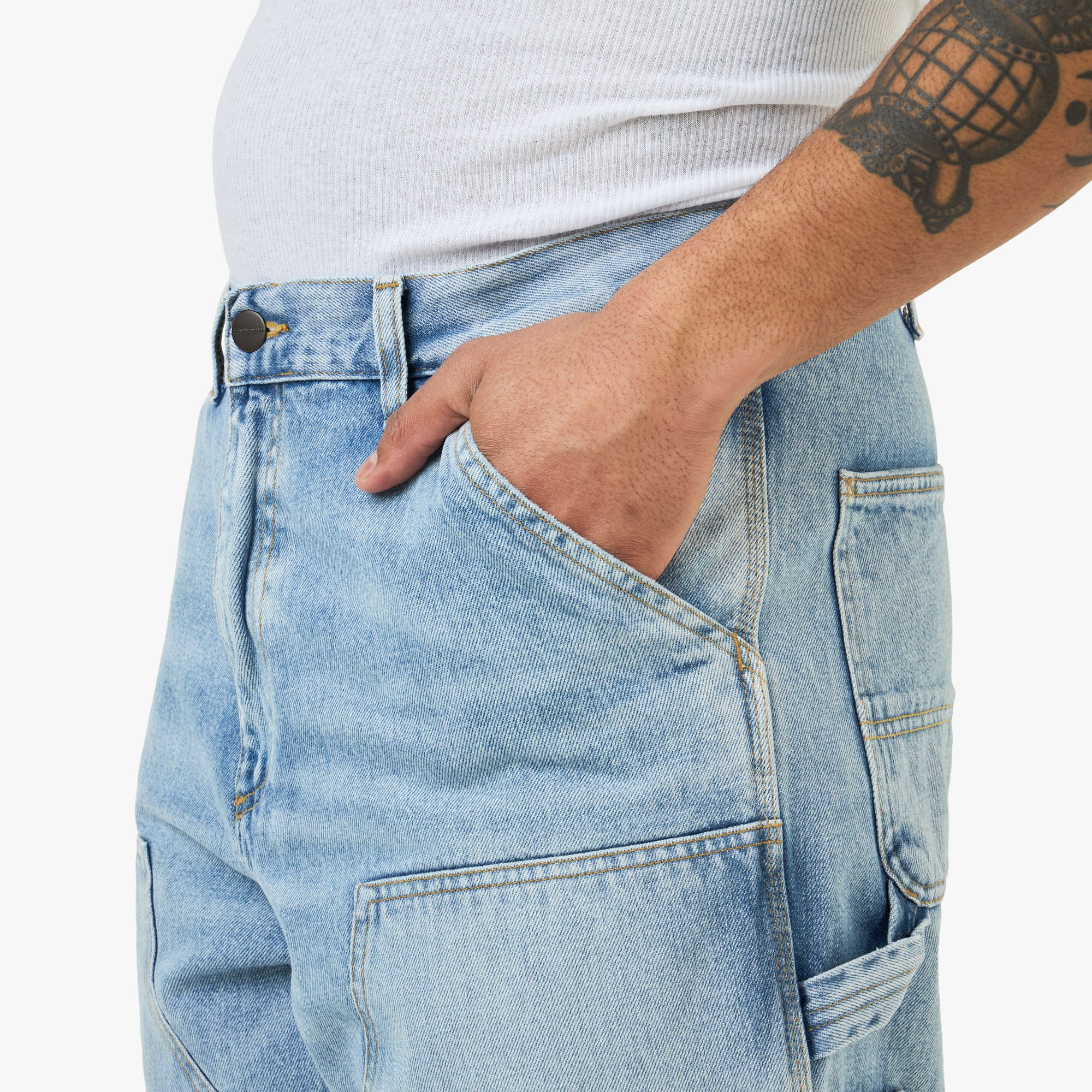 Carhartt WIP Double Knee Pant Blue / Heavy Bleached - Image 4
