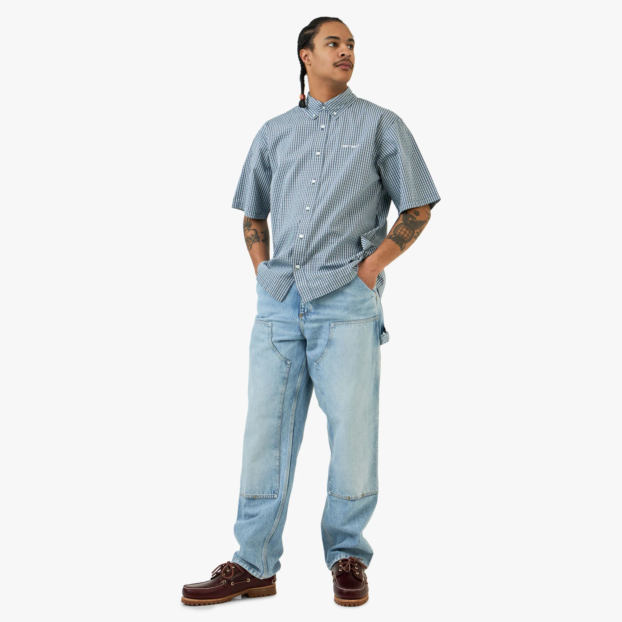 Carhartt WIP Double Knee Pant Blue / Heavy Bleached - Image 6
