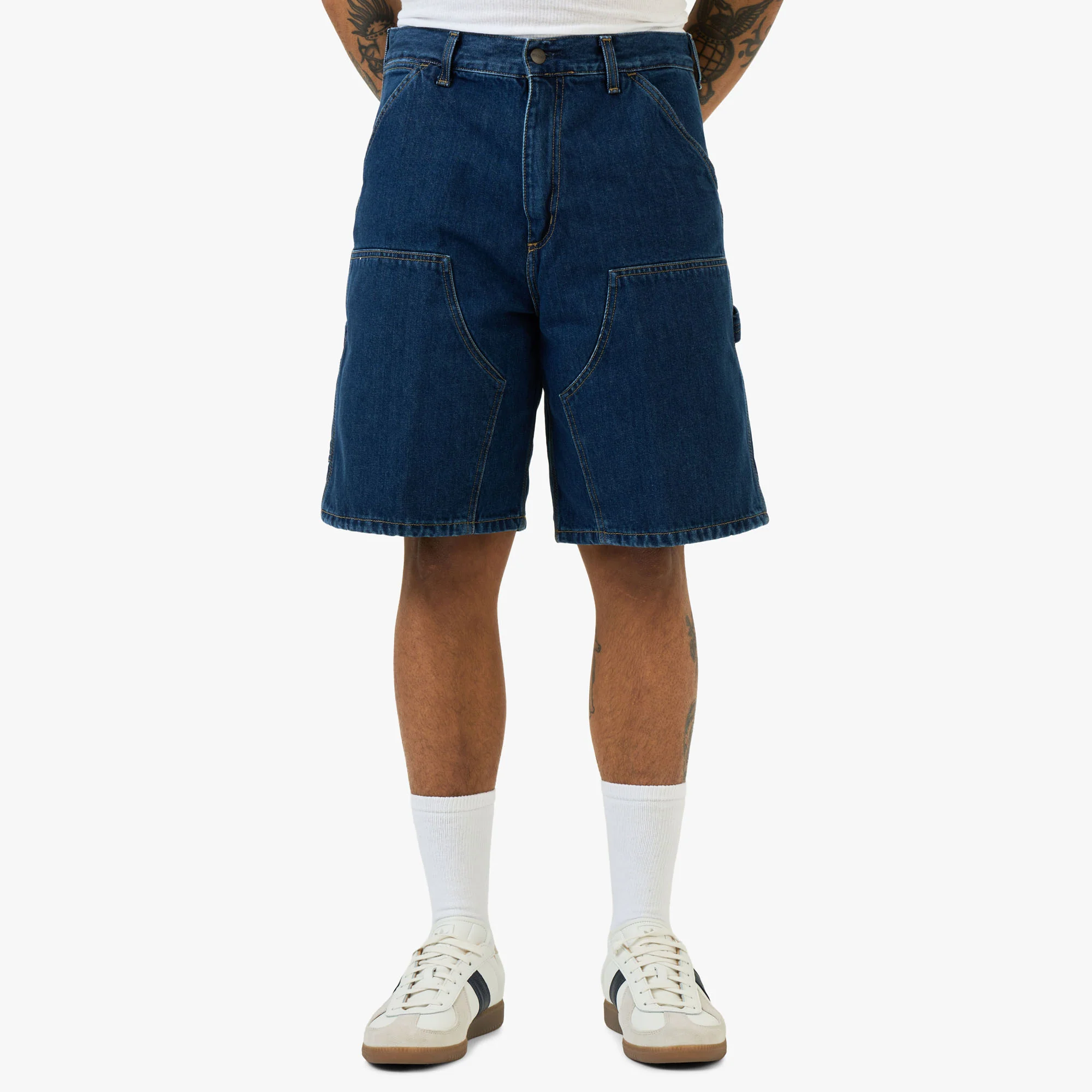 Carhartt WIP Double Knee Short Blue / Heavy Worn Bleached
