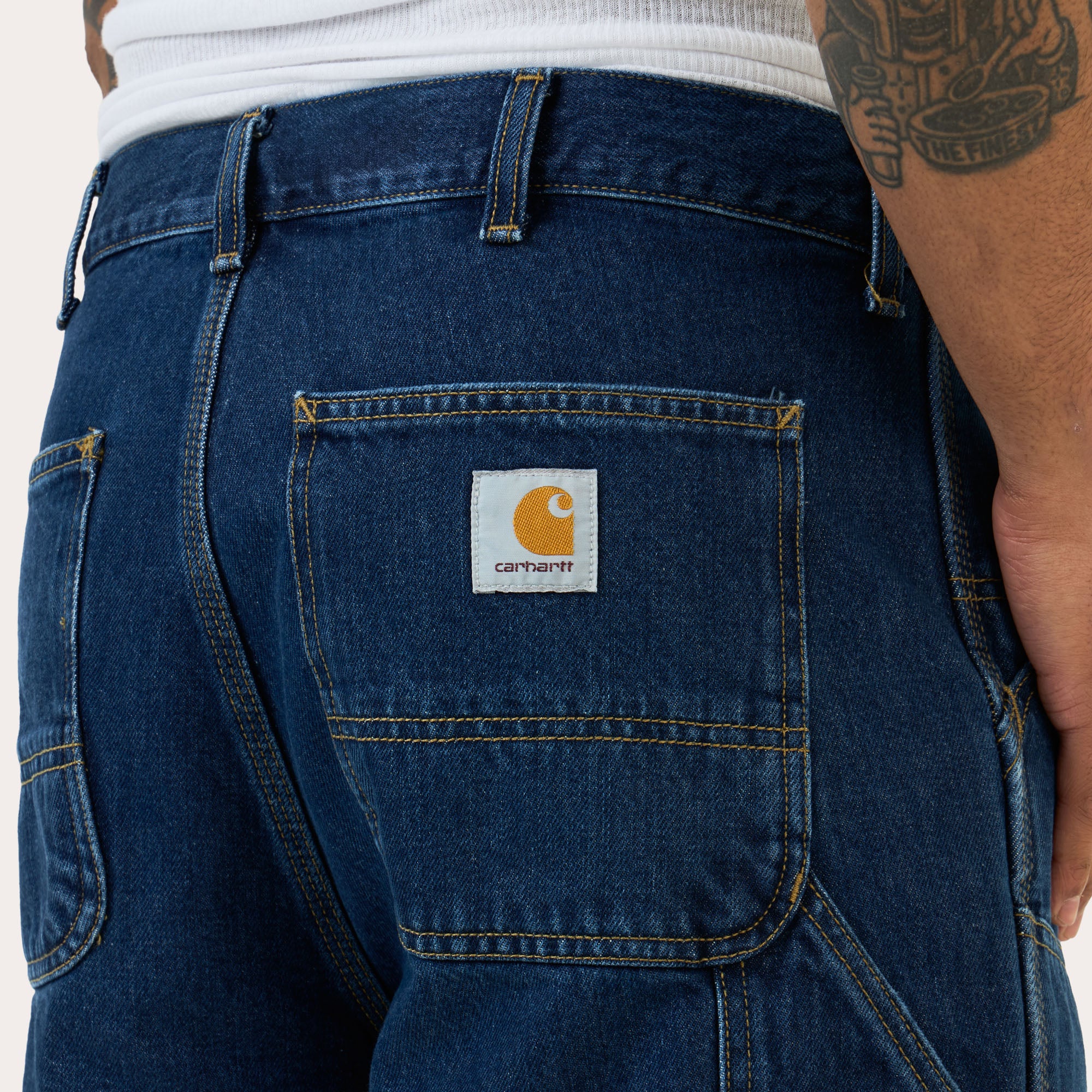 Carhartt WIP Double Knee Short Blue / Heavy Worn Bleached - Image 5