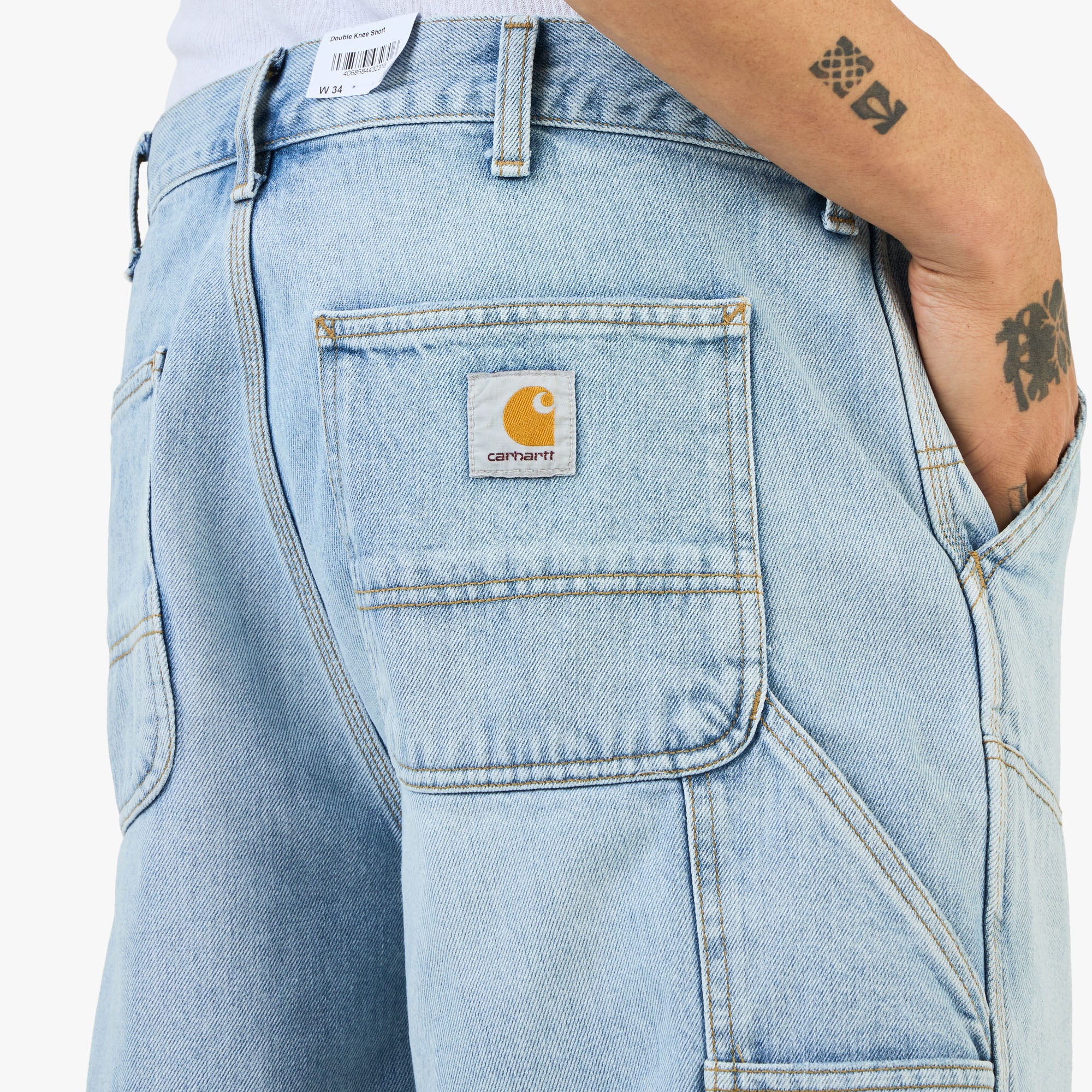 Carhartt WIP Double Knee Short Blue / Stone Washed - Image 4