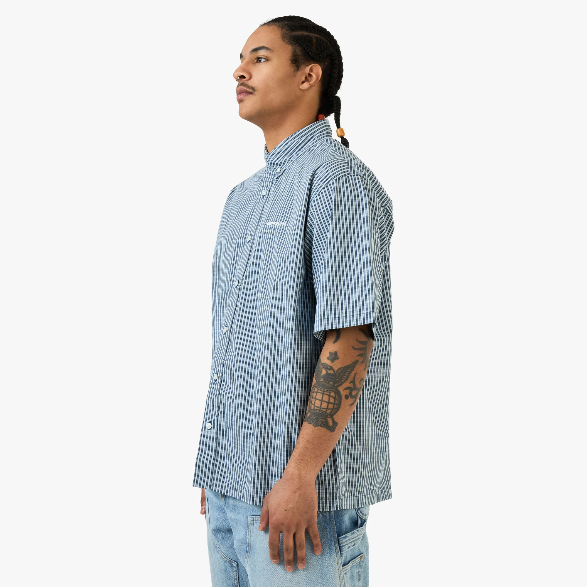 Carhartt WIP Short Sleeve Groff Shirt Groff Check / Blue River - Image 2