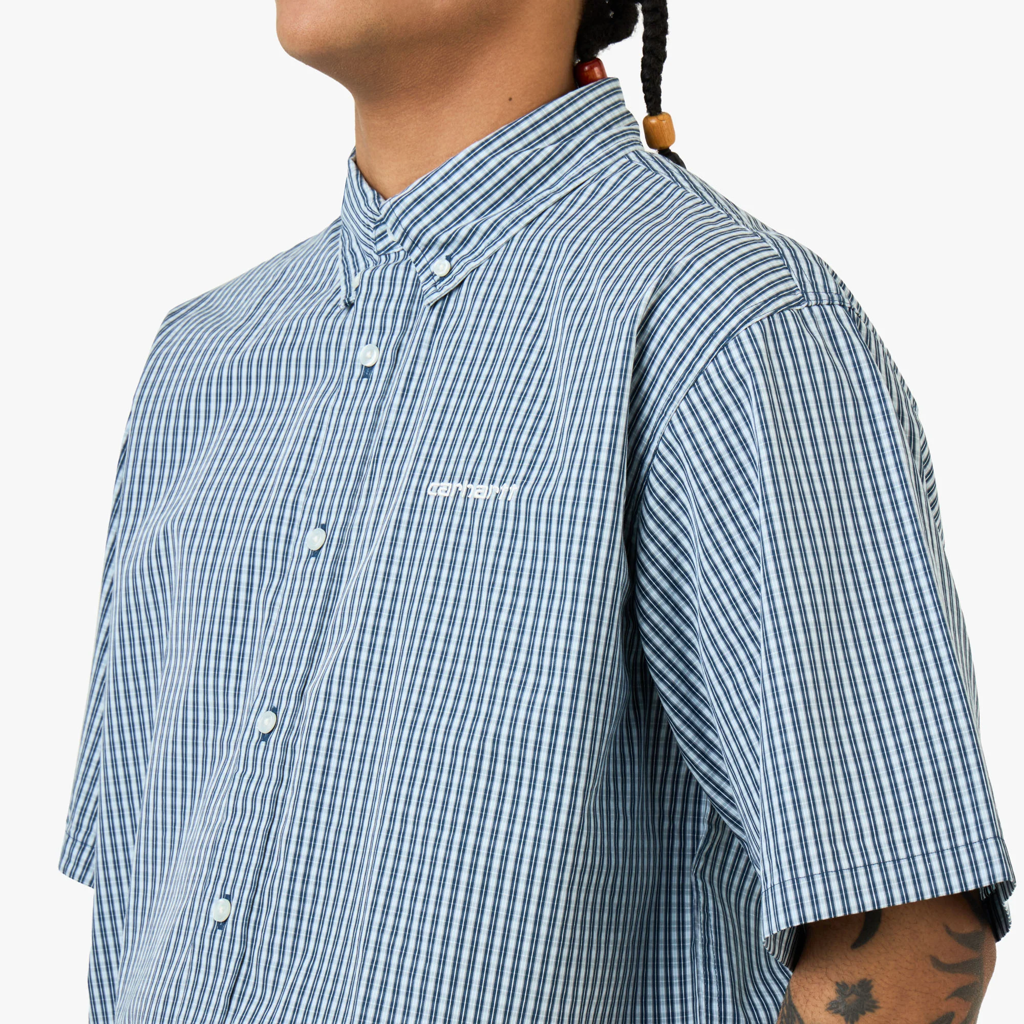Carhartt WIP Short Sleeve Groff Shirt Groff Check / Blue River - Image 4