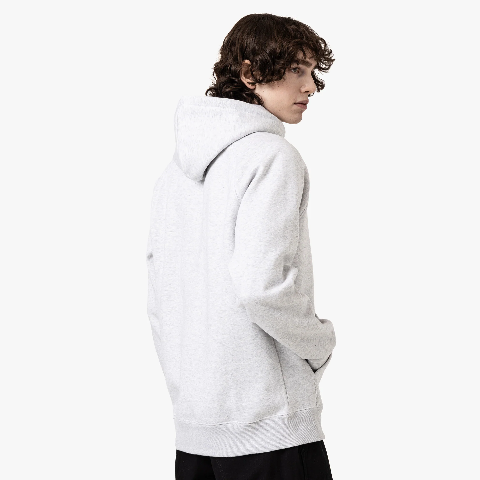 Carhartt WIP Chase Hooded Sweatshirt / Ash Heather - Image 3
