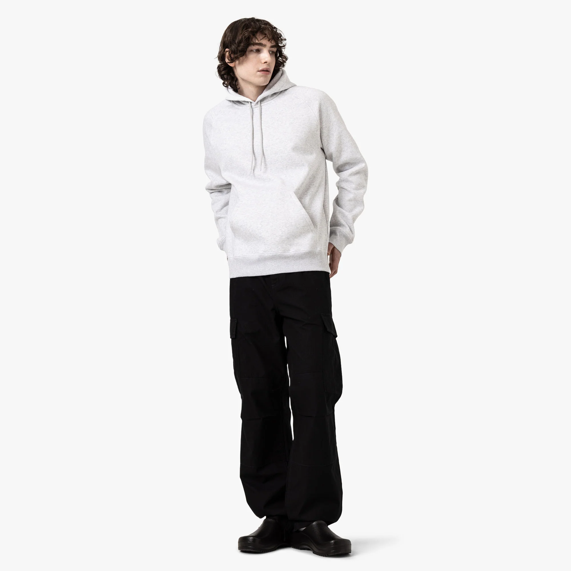 Carhartt WIP Chase Hooded Sweatshirt / Ash Heather - Image 6