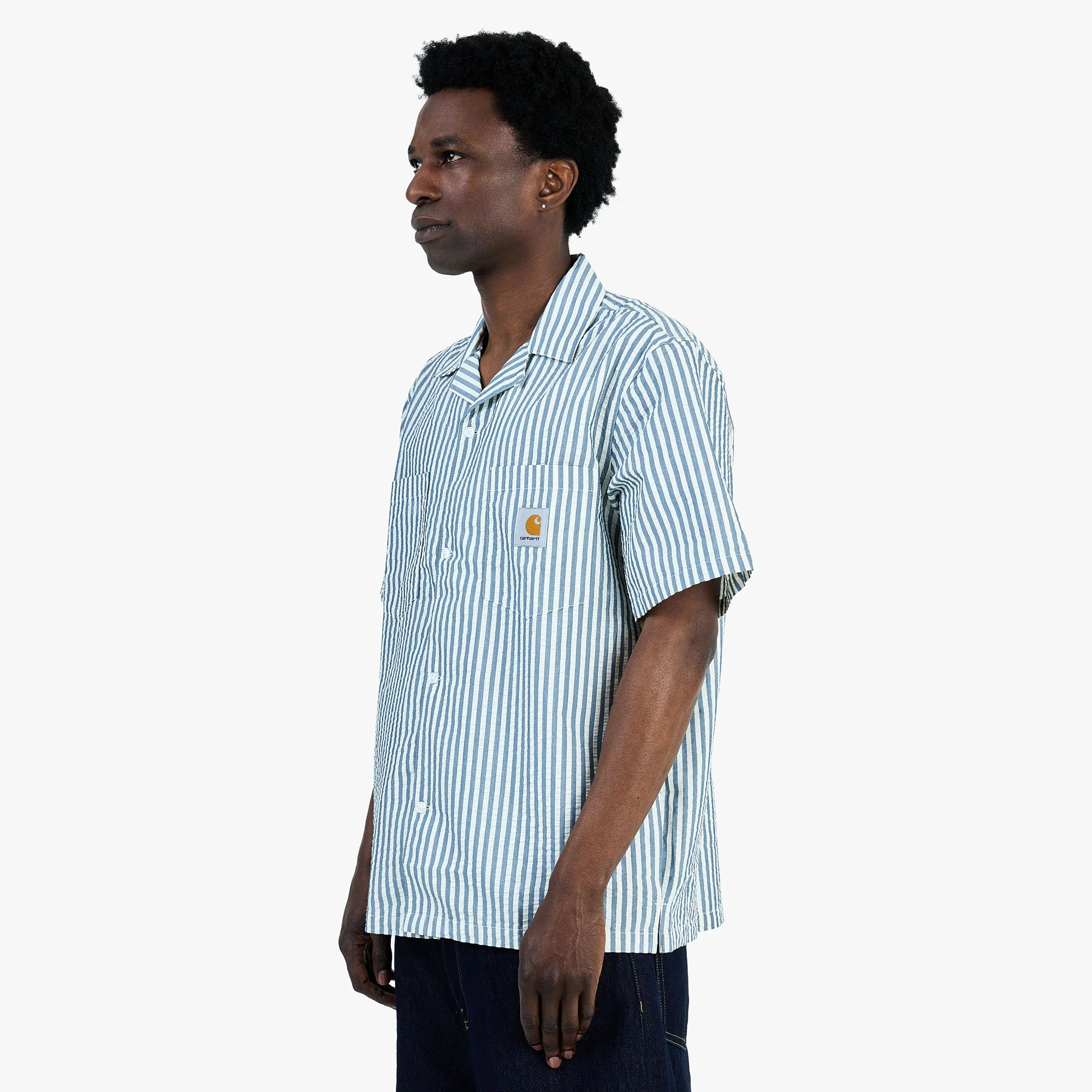 Carhartt WIP Leavel Shirt Leavel Stripe / Blue River - Wax - Image 2
