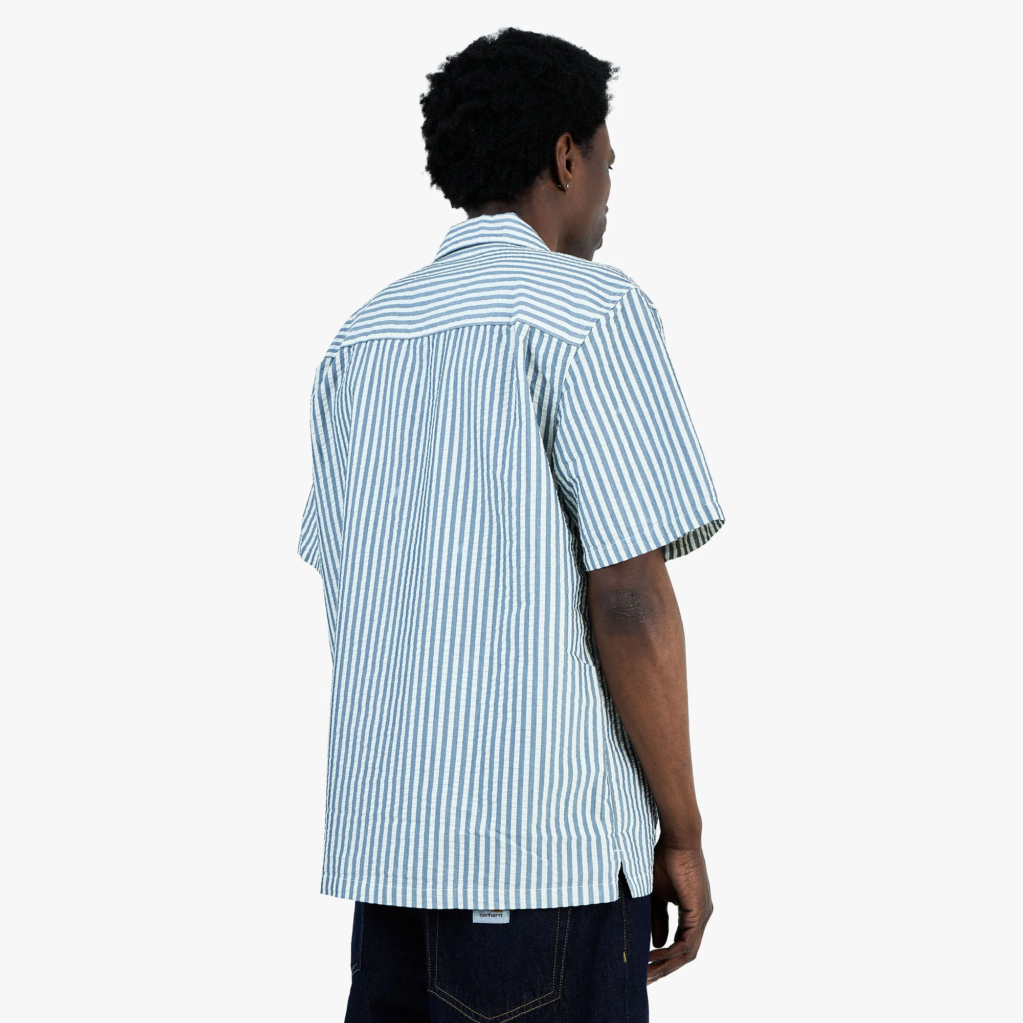 Carhartt WIP Leavel Shirt Leavel Stripe / Blue River - Wax - Image 3