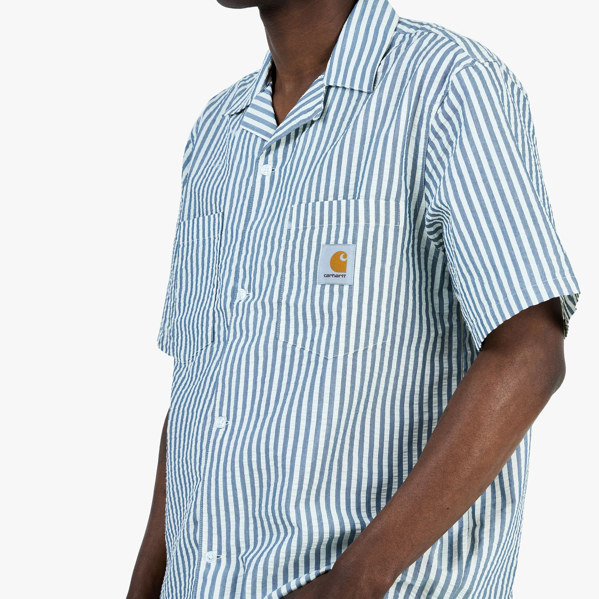 Carhartt WIP Leavel Shirt Leavel Stripe / Blue River - Wax - Image 4