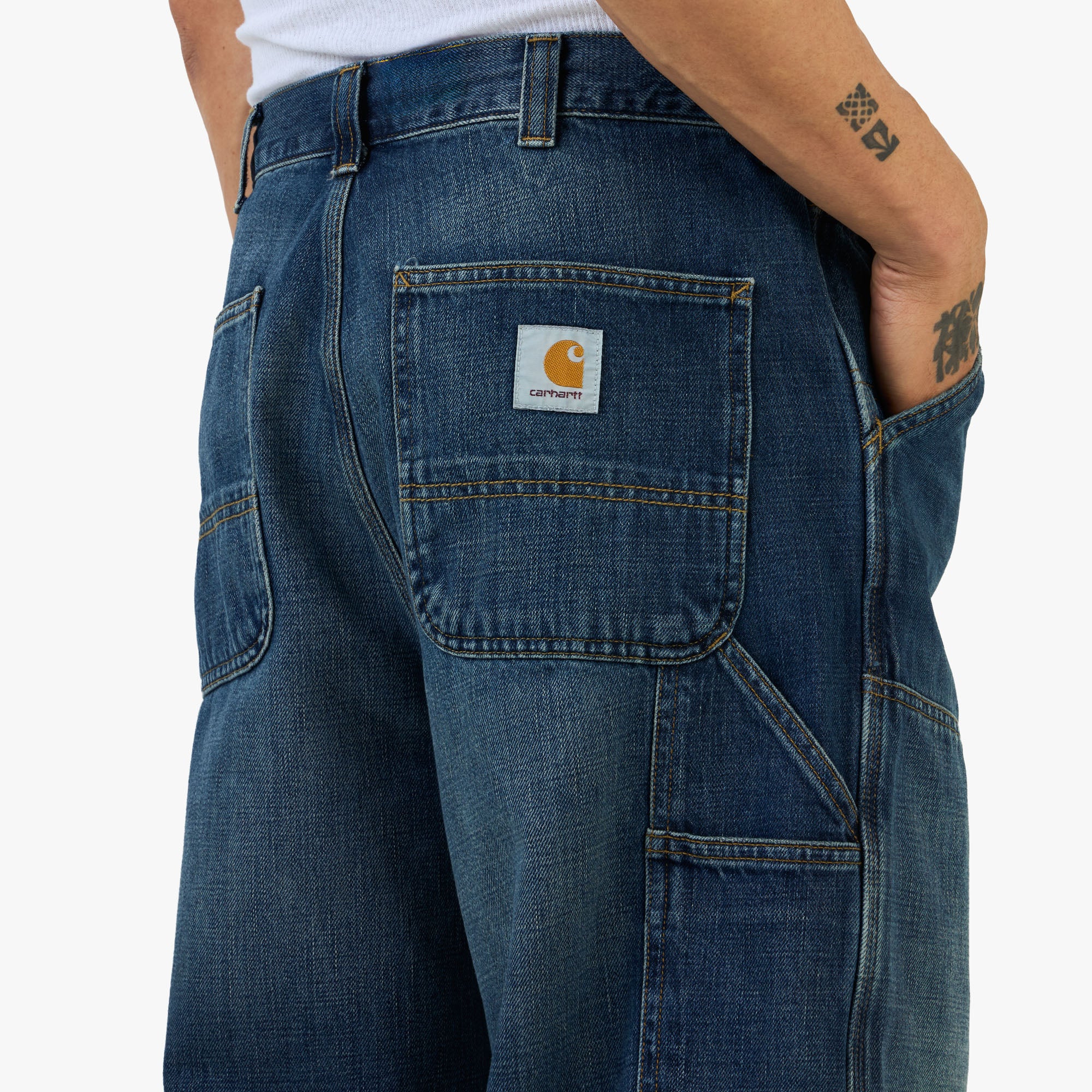 Carhartt WIP OG Double Knee Pant Blue/Dark Used Wash - Image 5