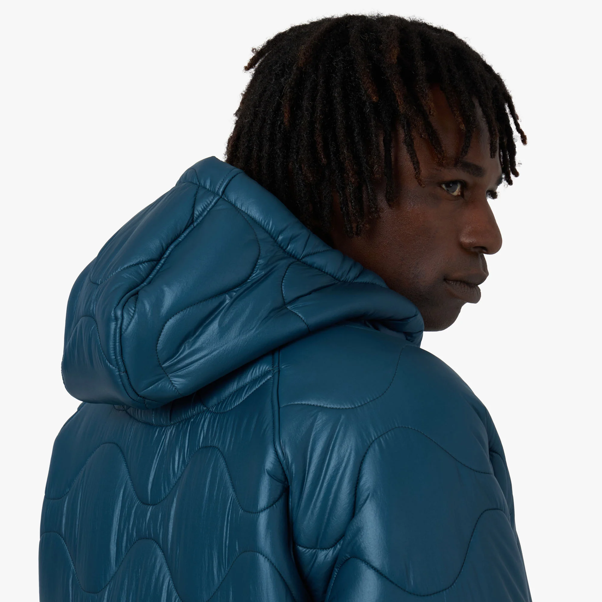 District Vision Quilted Fleece Lined Hooded Jacket / Dusk - Image 5