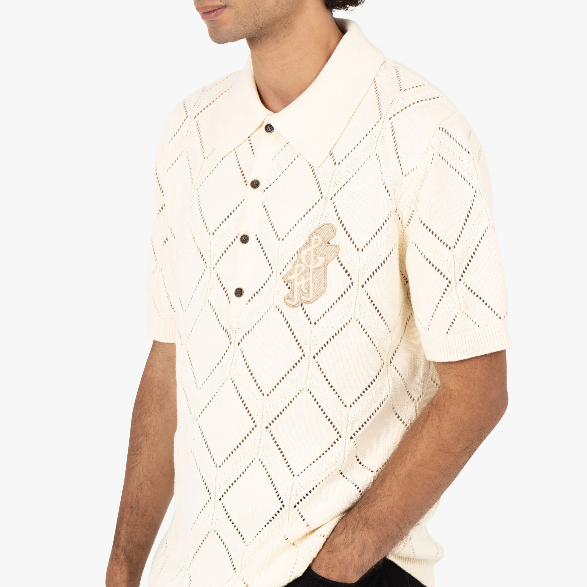 Honor the Gift Diamond Knit Polo / Cream - Image 3