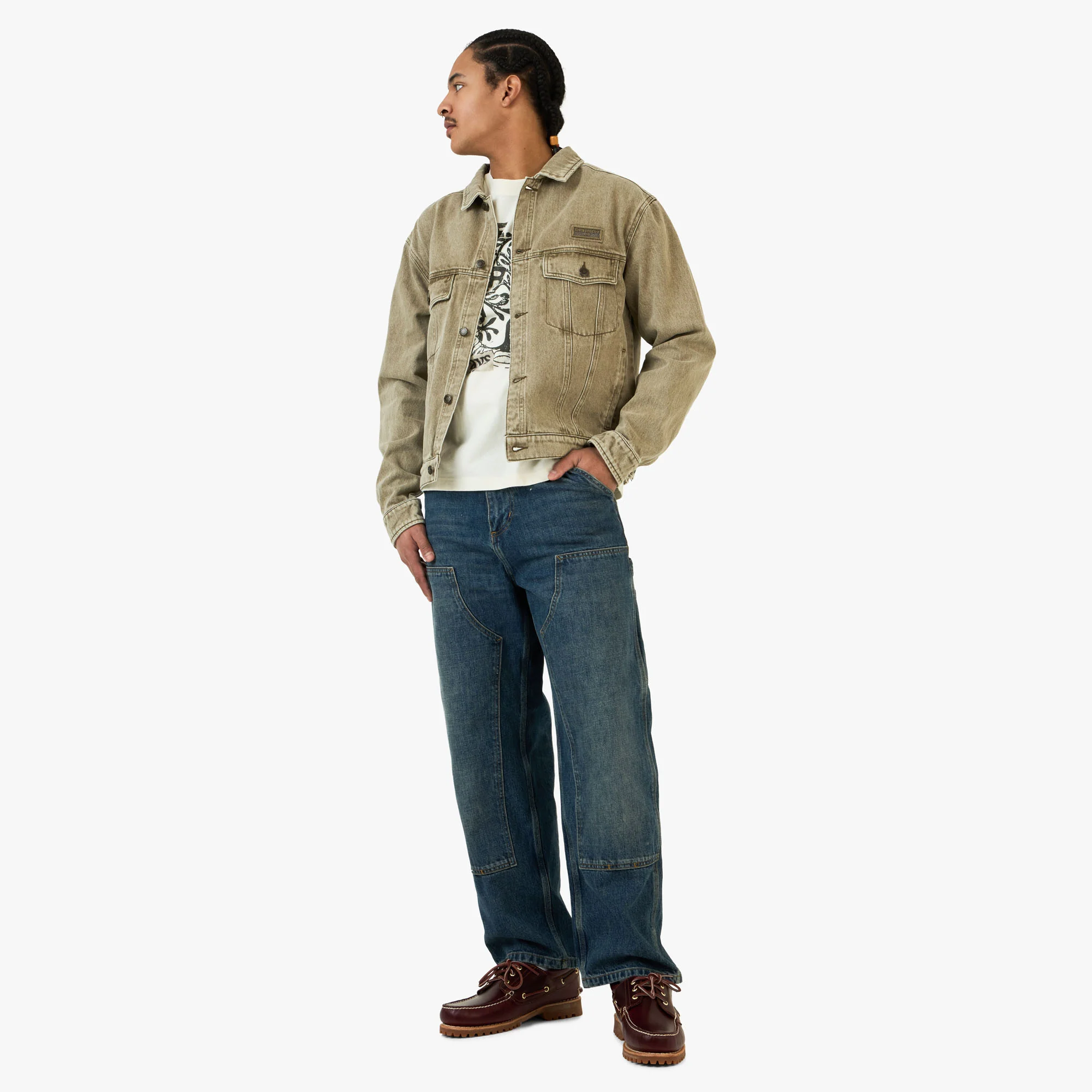 Honor The Gift Washed Twill Trucker Jacket / Taupe - Image 6