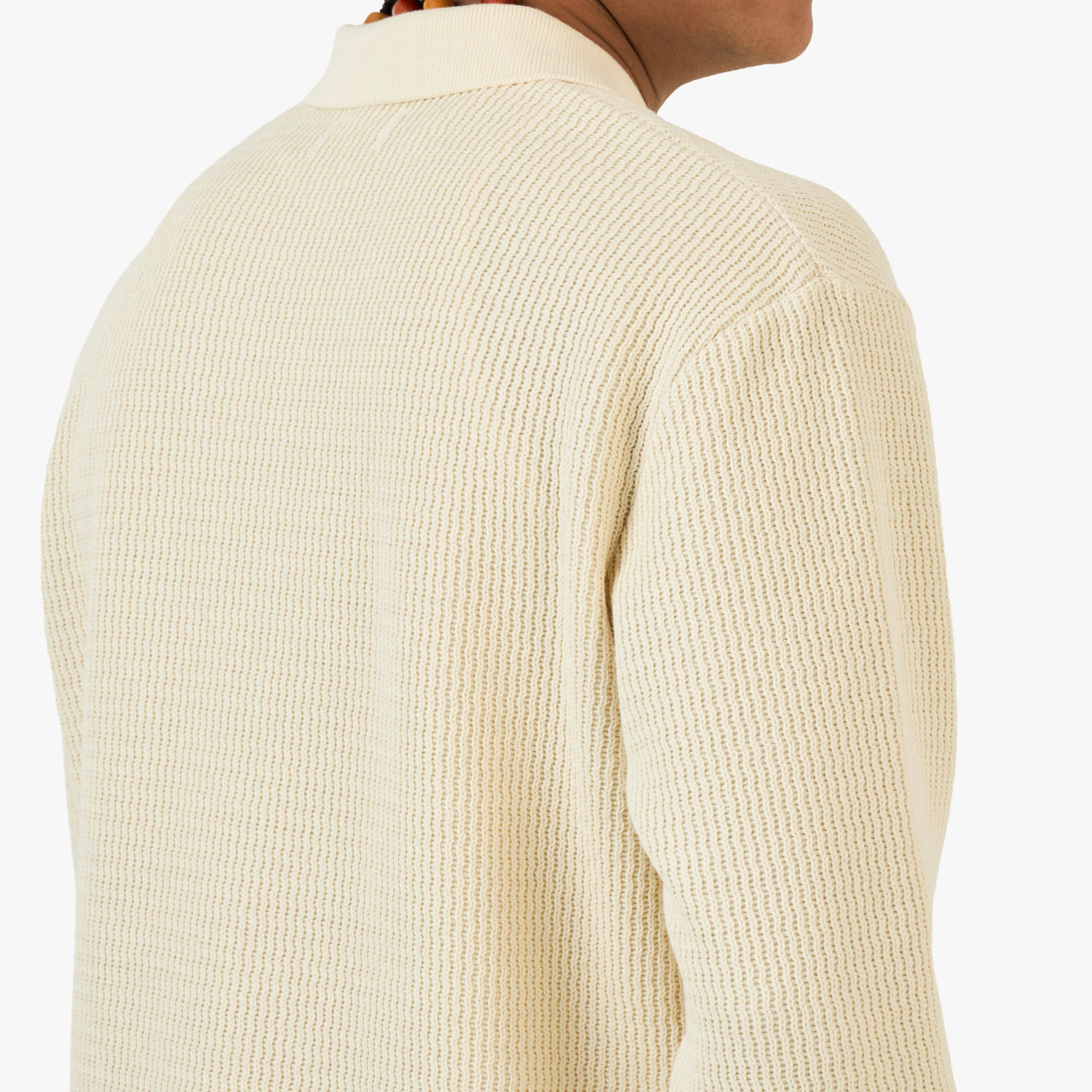 Honor The Gift Wavy Knit Longsleeve Polo / Bone - Image 5