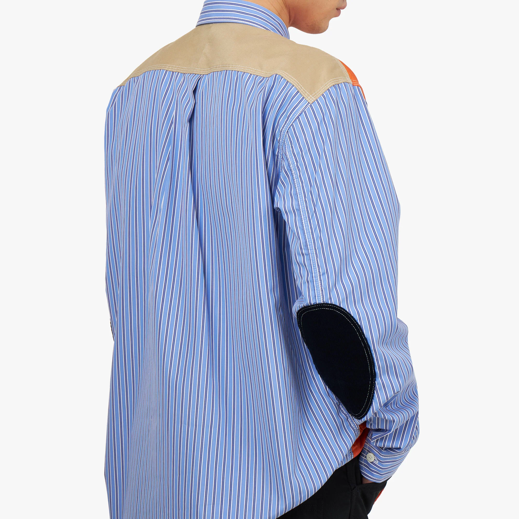 Junya Watanabe MAN Quilted Overshirt Blue / White - Orange - Image 5