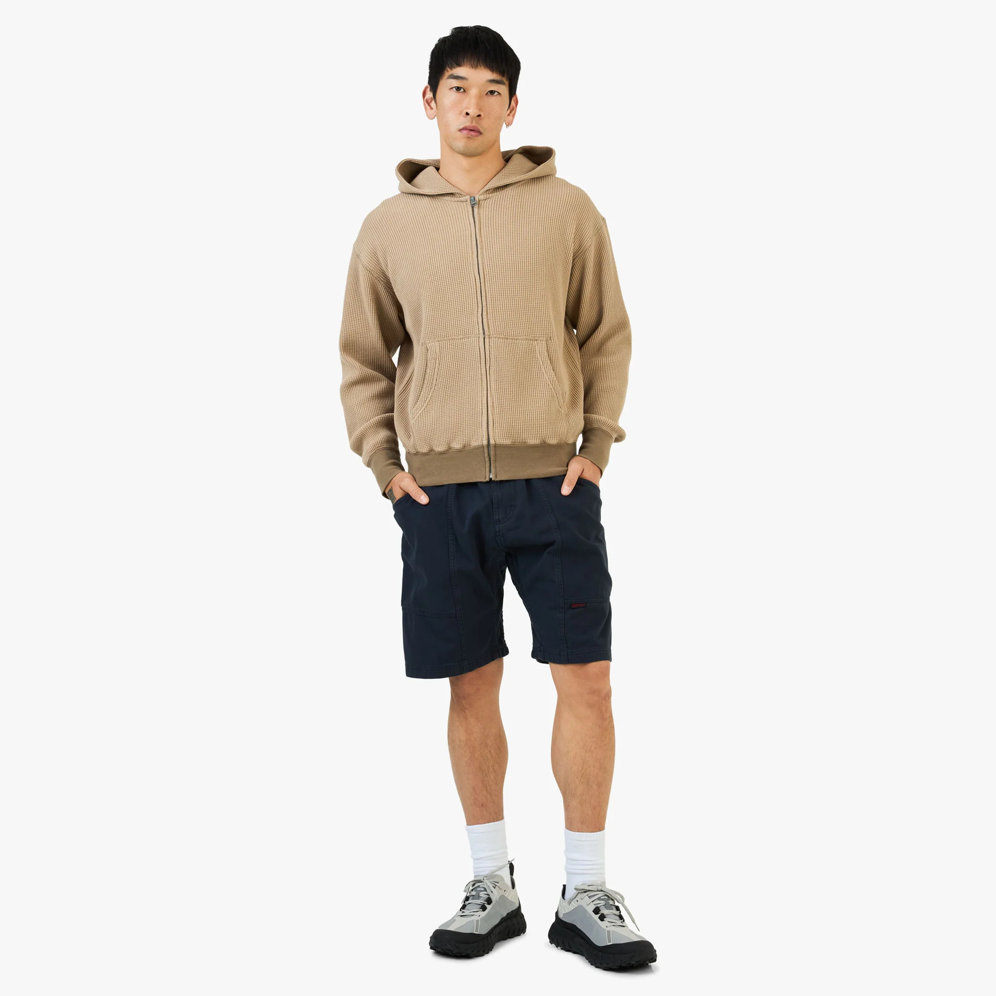 KHAKIS Waffle Full Zip Hoodie / Tan - Image 6