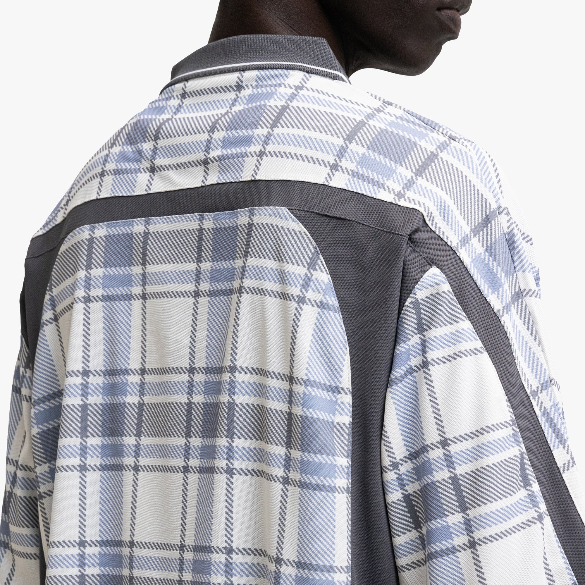 Metalwood Paneled 3/4 Sleeve Polo / Ice - Image 5