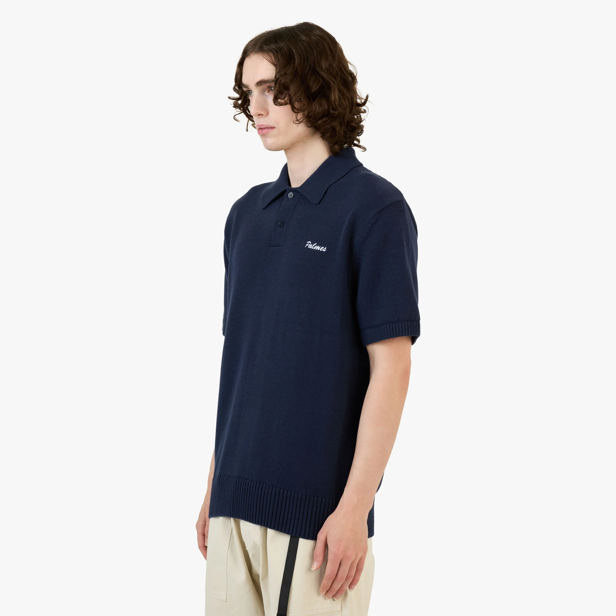 Palmes Cotton Knit Polo / Navy - Image 2