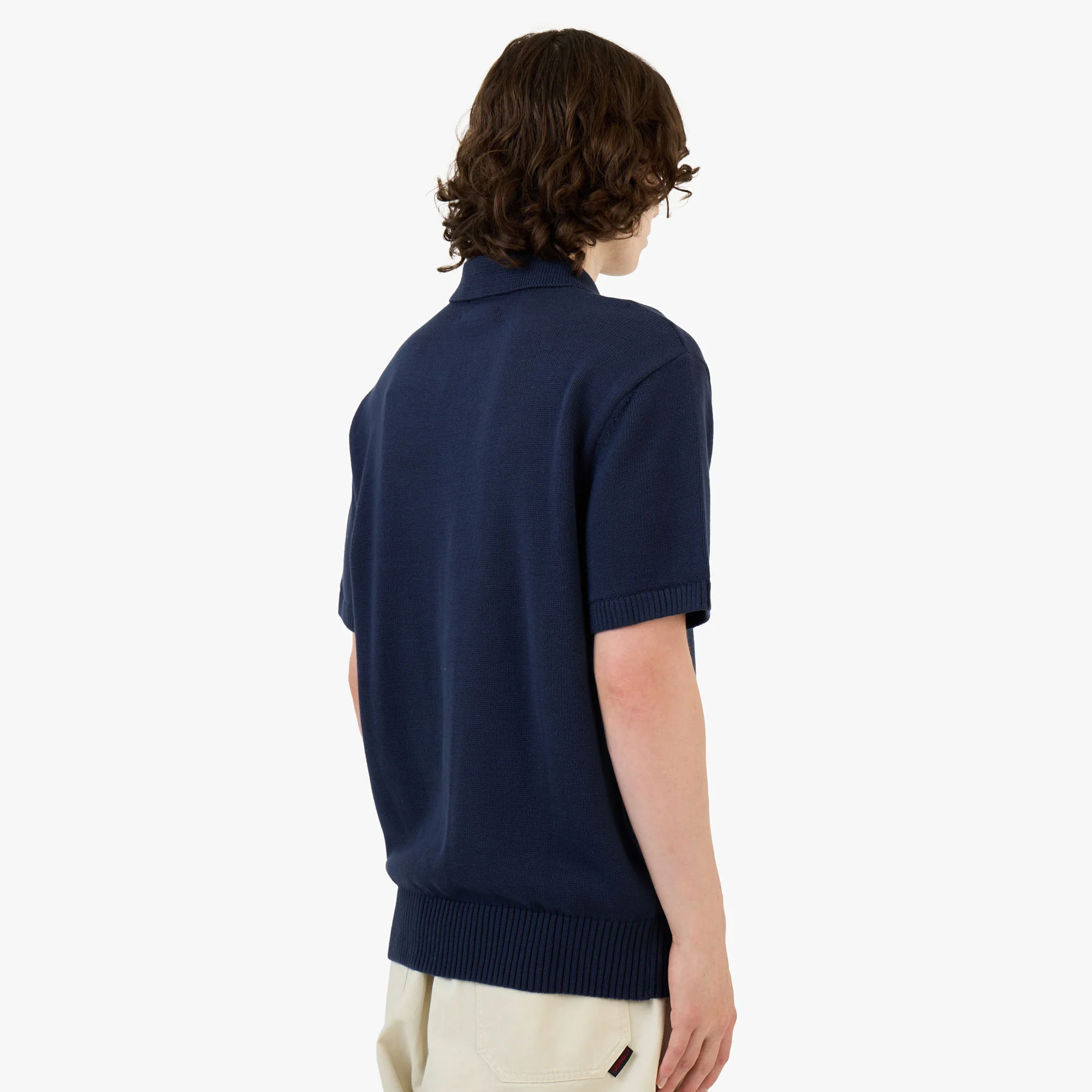 Palmes Cotton Knit Polo / Navy - Image 3